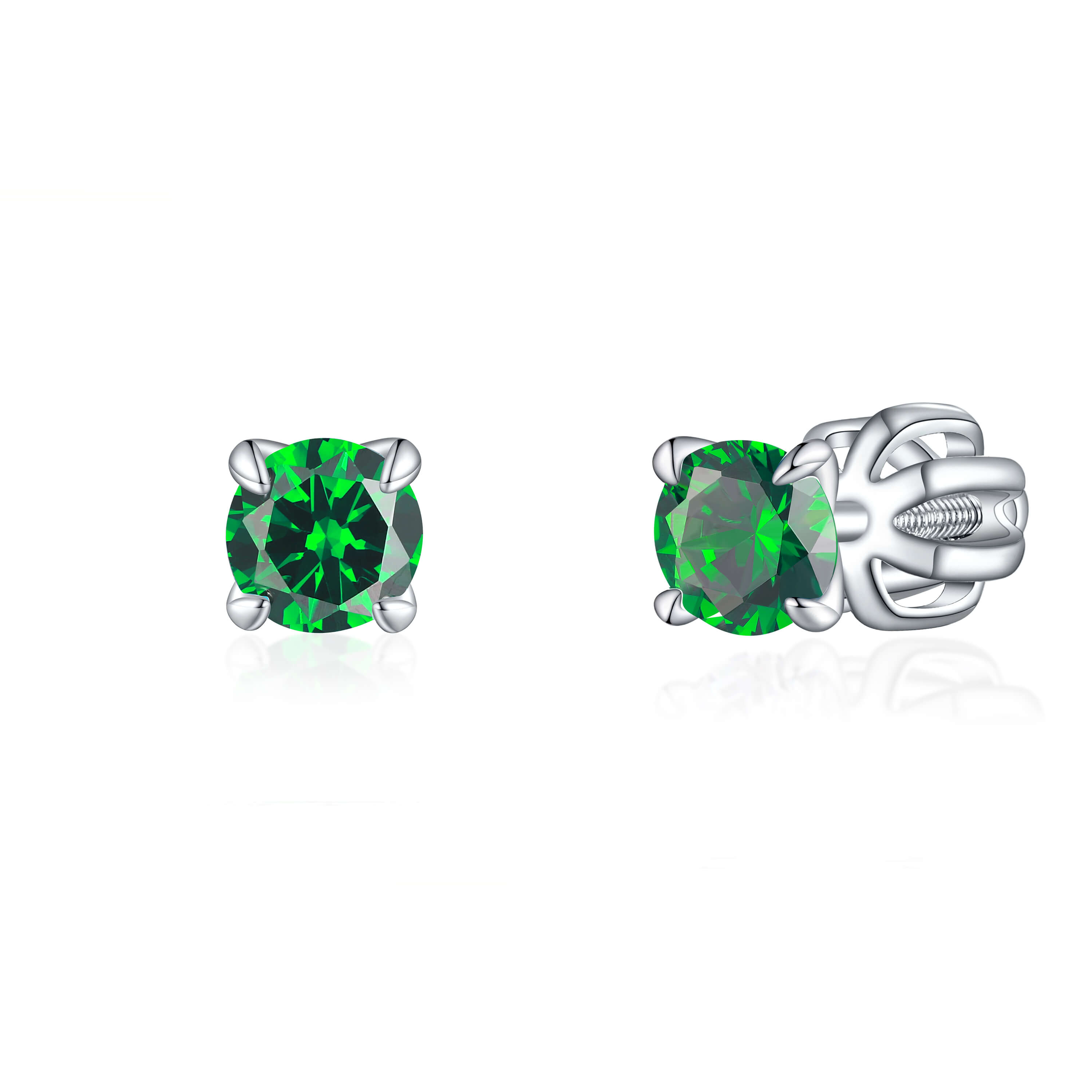 OLIVIE Stříbrné 4mm náušnice PIPPI GREEN 7953 Ag 925; ≤1 g.