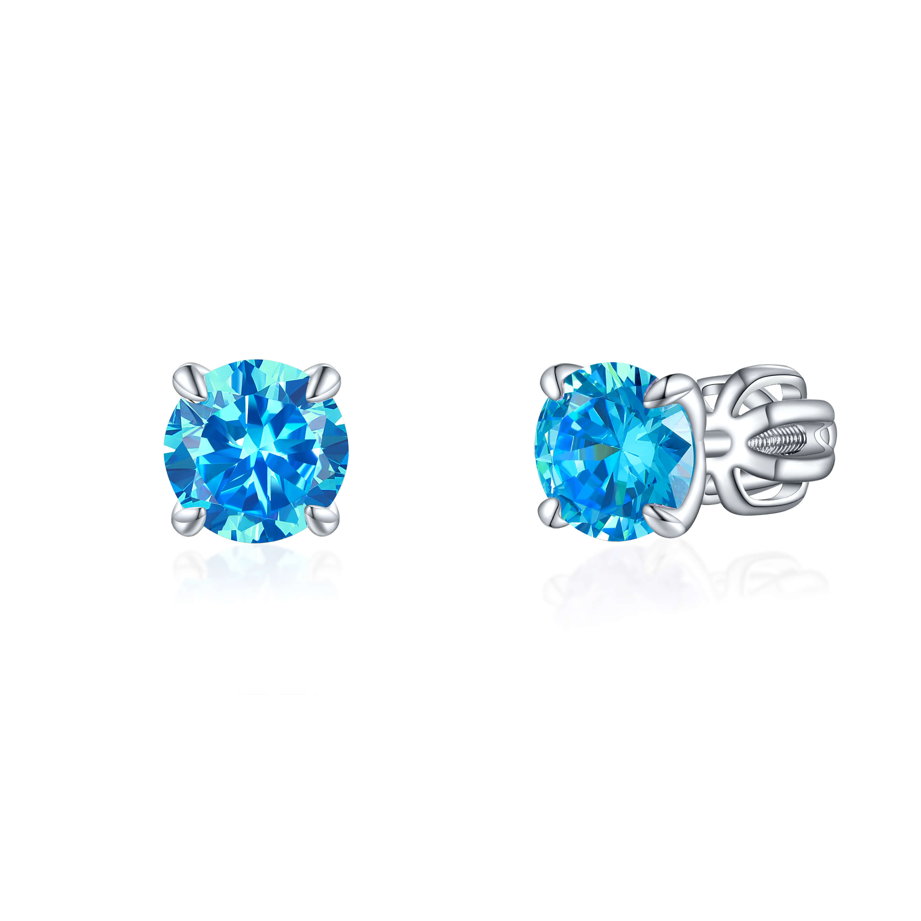 OLIVIE Stříbrné 6mm náušnice PIPPI BLUE 7964 Ag 925; ≤1,6 g.