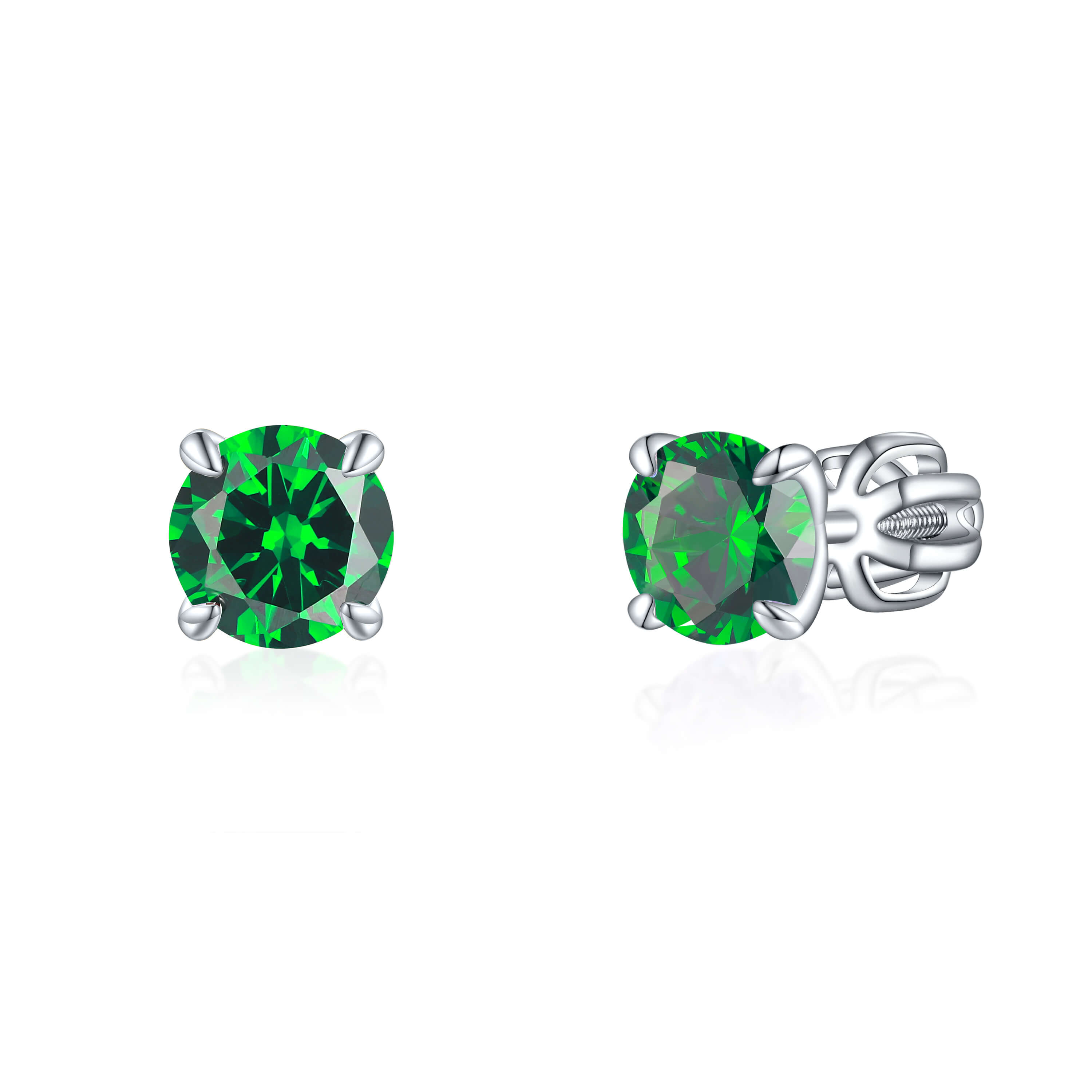 OLIVIE Stříbrné 6mm náušnice PIPPI GREEN 7965 Ag 925; ≤1,6 g.