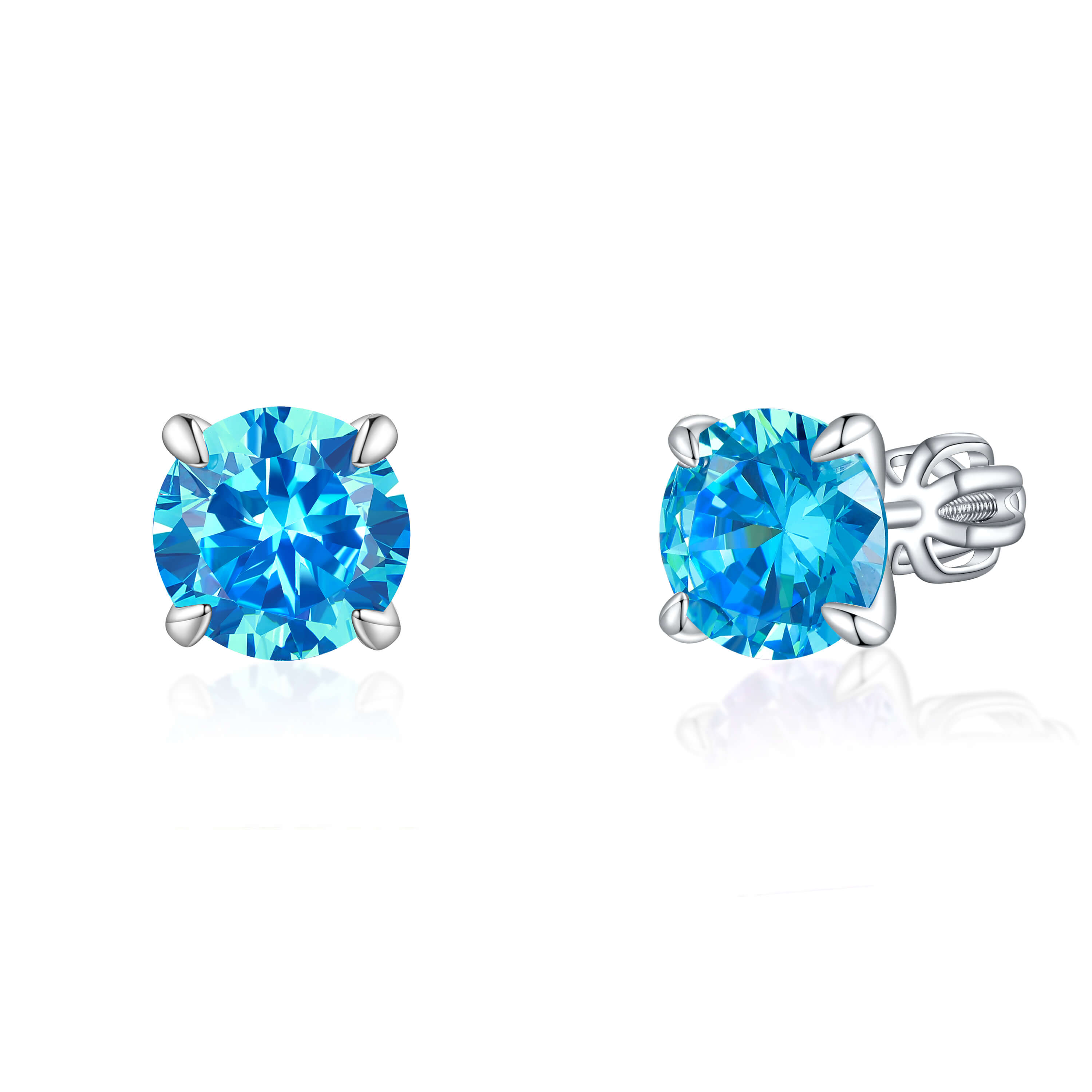 OLIVIE Stříbrné 8mm náušnice PIPPI BLUE 7976 Ag 925; ≤2,9 g.
