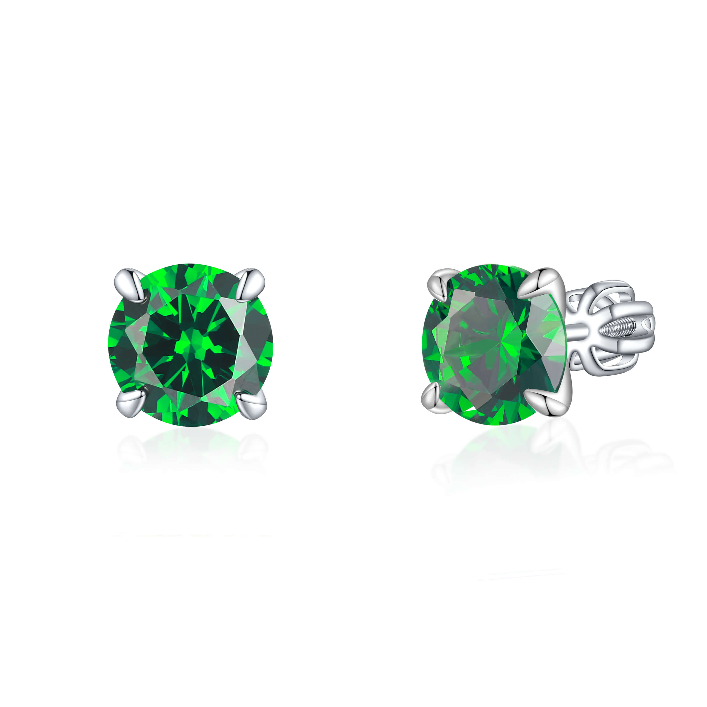 OLIVIE Stříbrné 8mm náušnice PIPPI GREEN 7977 Ag 925; ≤2,9 g.
