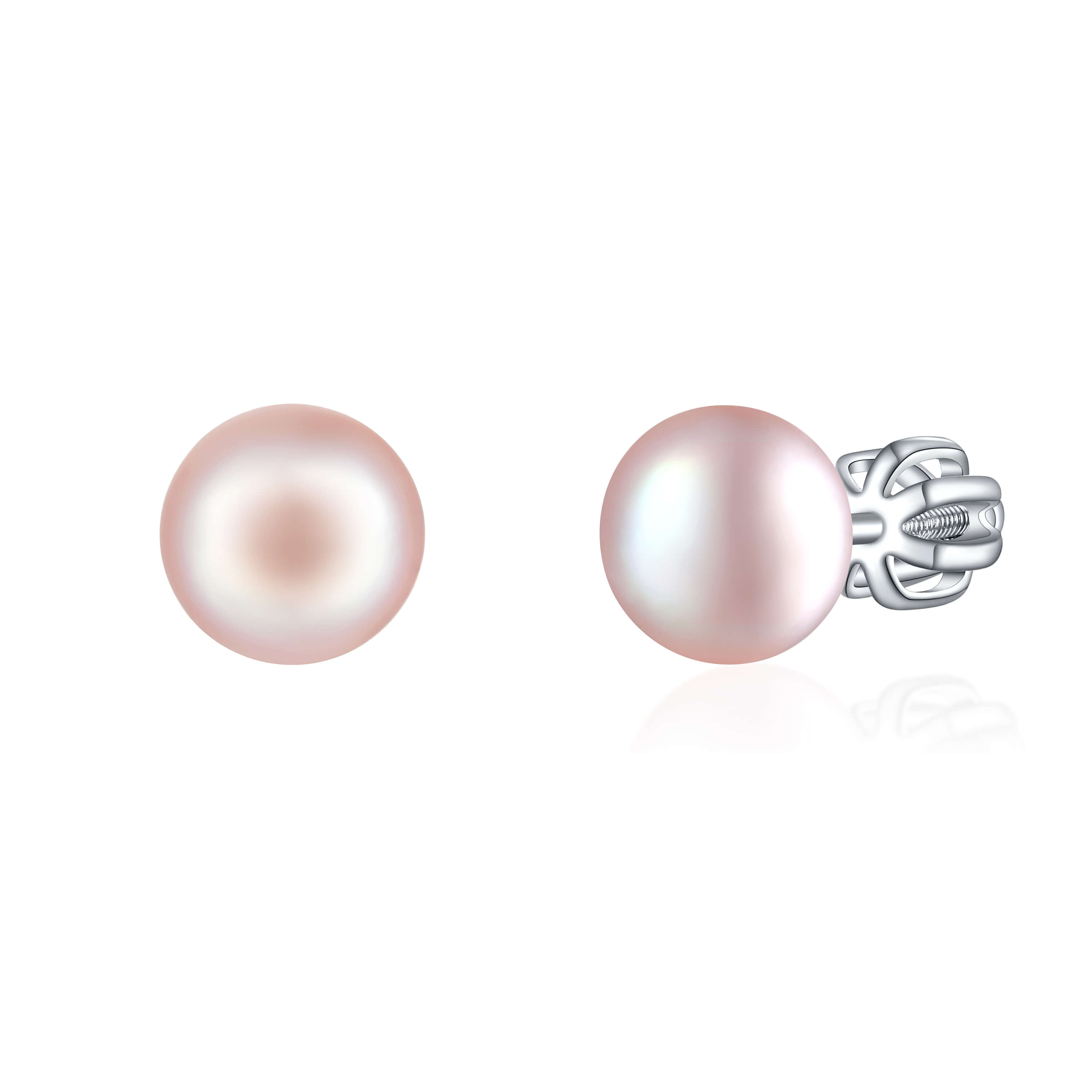 OLIVIE Stříbrné 8mm náušnice PERLY PINK 7988 Ag 925; ≤1,8 g.