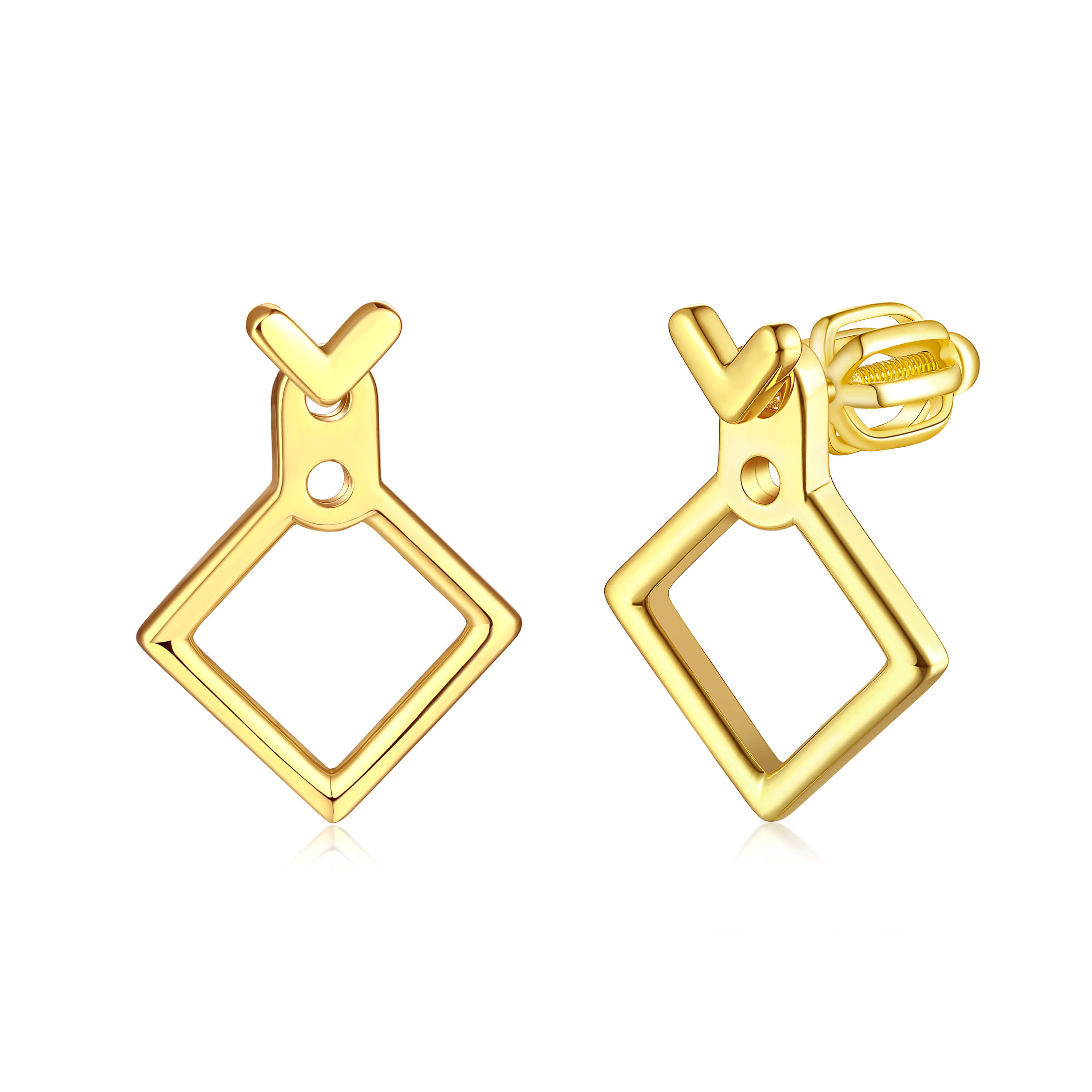 OLIVIE Stříbrné geometrické náušnice GOLD 8037 Ag 925; ≤2,2 g.