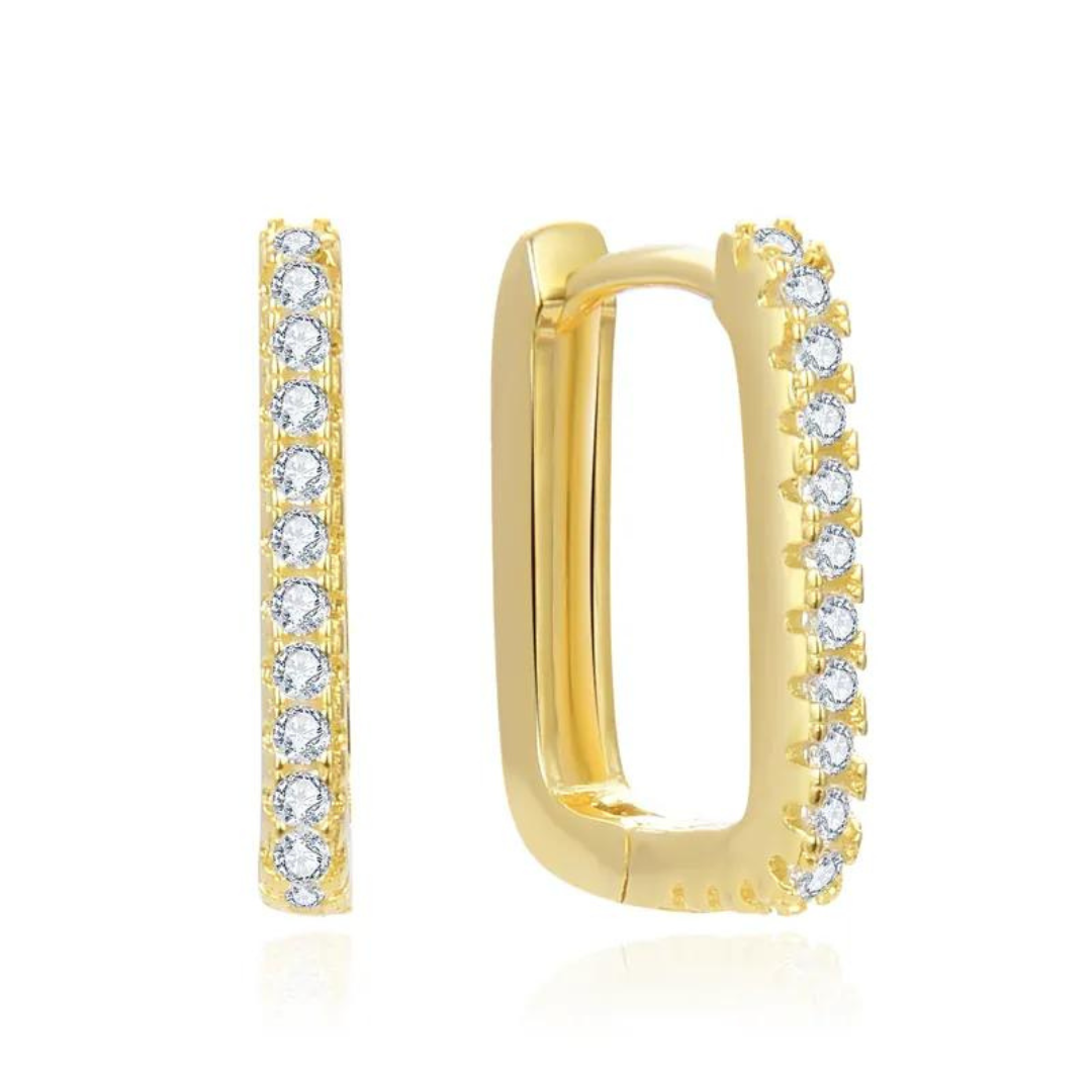 OLIVIE Stříbrné obdélníkové náušnice GOLD 8046 Ag 925; ≤2,3 g.