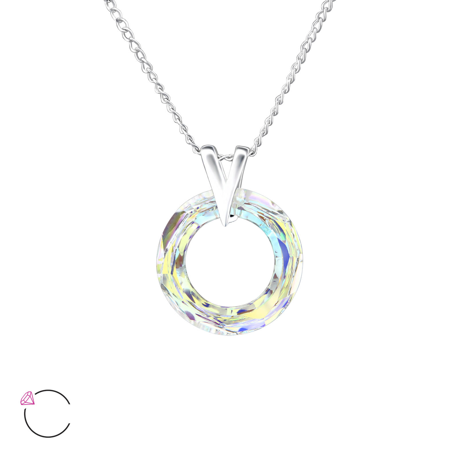 OLIVIE Stříbrný kruhový náhrdelník se Swarovski krystalem 0836