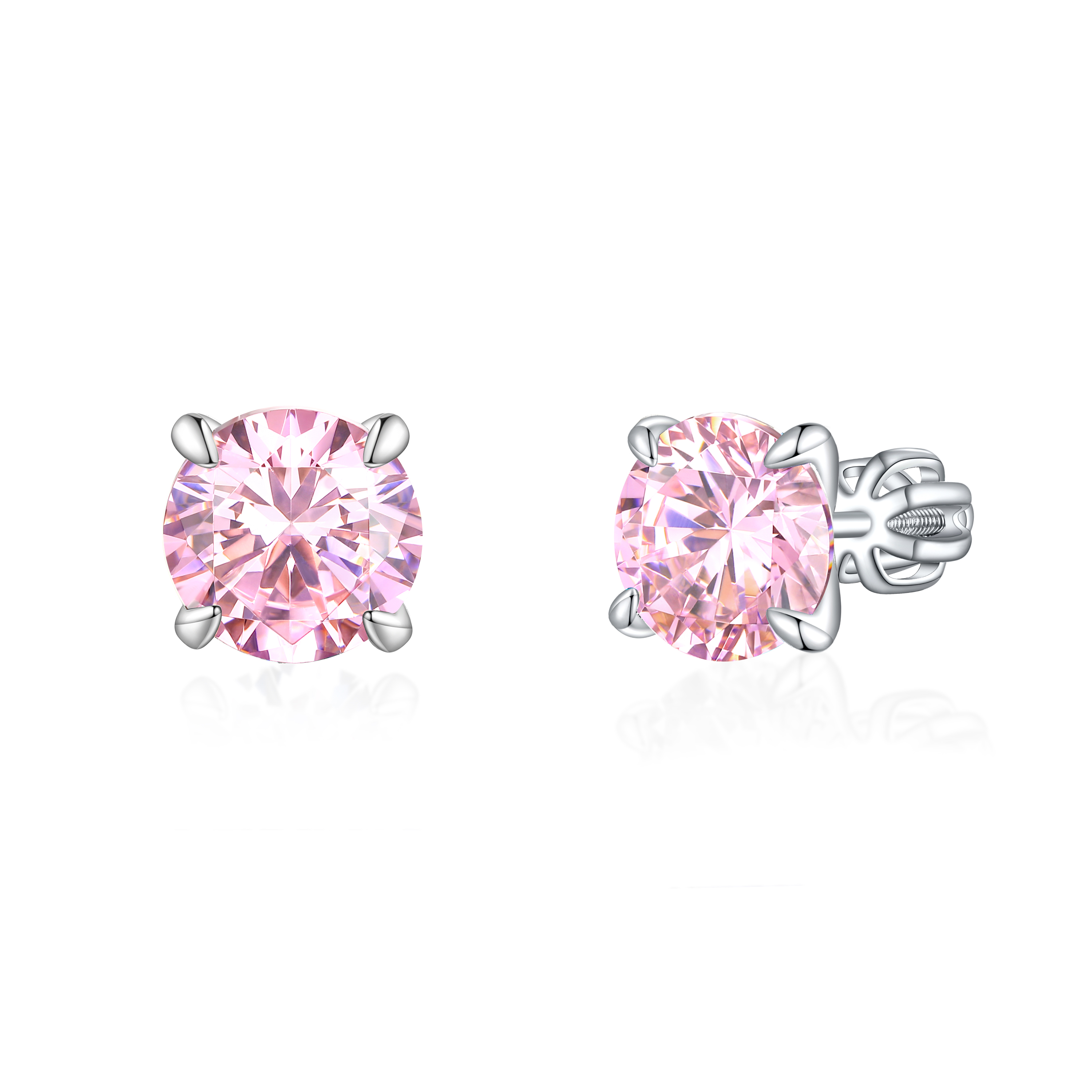 OLIVIE Stříbrné 8mm náušnice PIPPI PINK 8352 Ag 925; ≤2,9 g.
