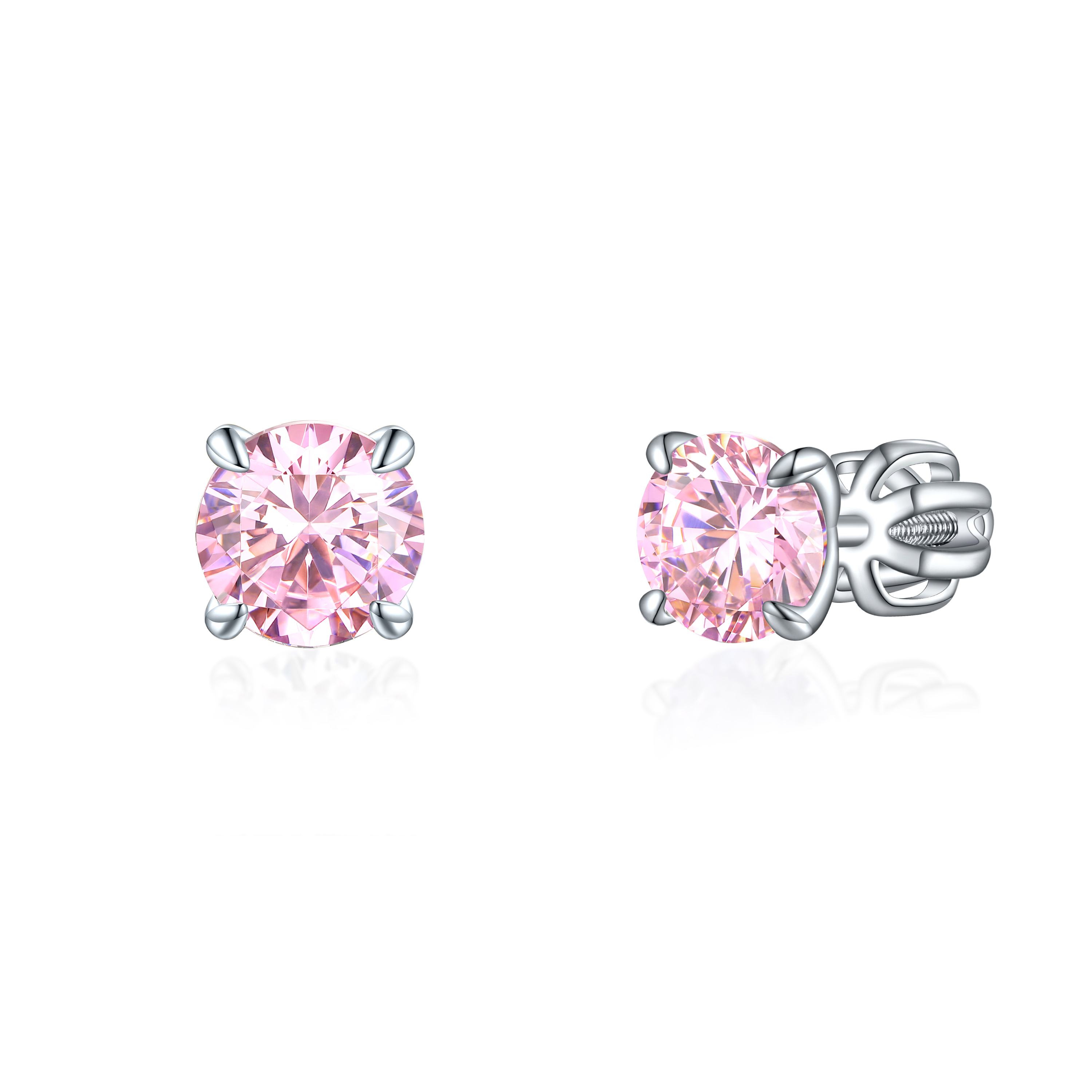 OLIVIE Stříbrné 6mm náušnice PIPPI PINK 8366 Ag 925; ≤1,6 g.