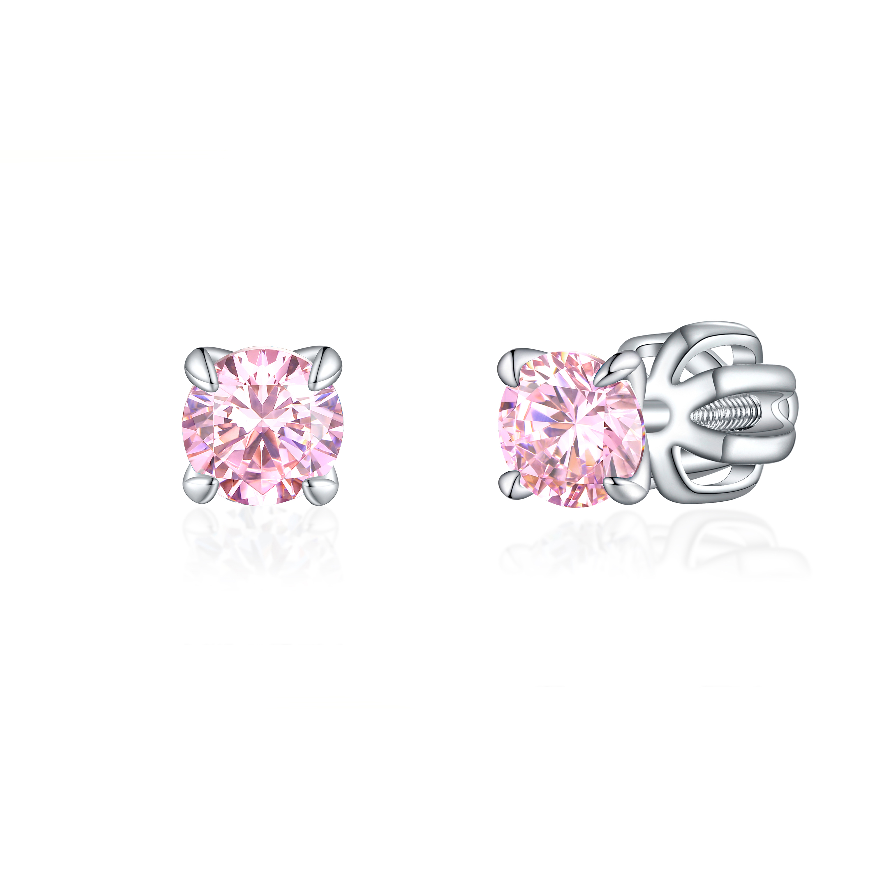 OLIVIE Stříbrné 4mm náušnice PIPPI PINK 8368 Ag 925; ≤1 g.
