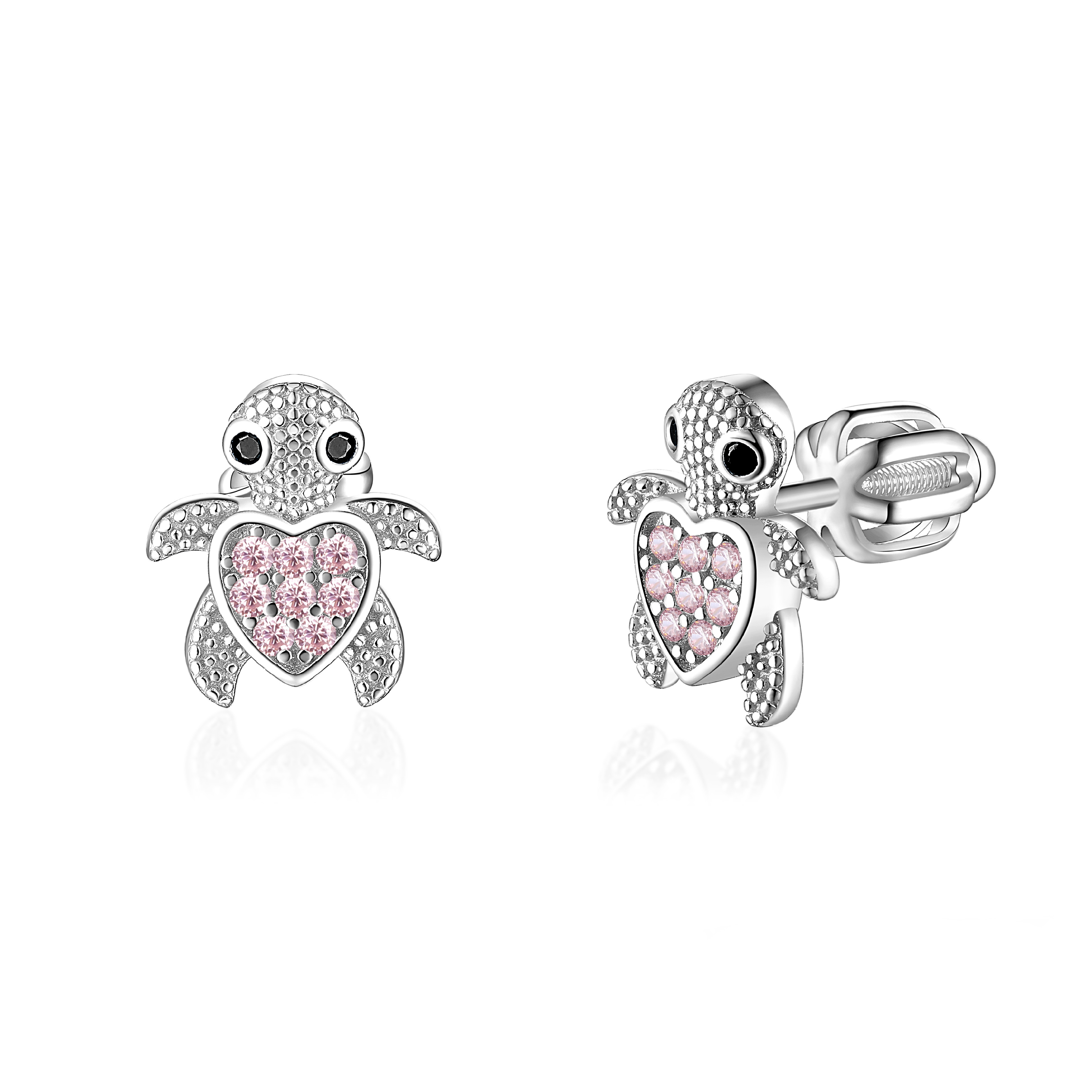 OLIVIE Stříbrné náušnice ŽELVA PINK 8377 Ag 925; ≤2 g.