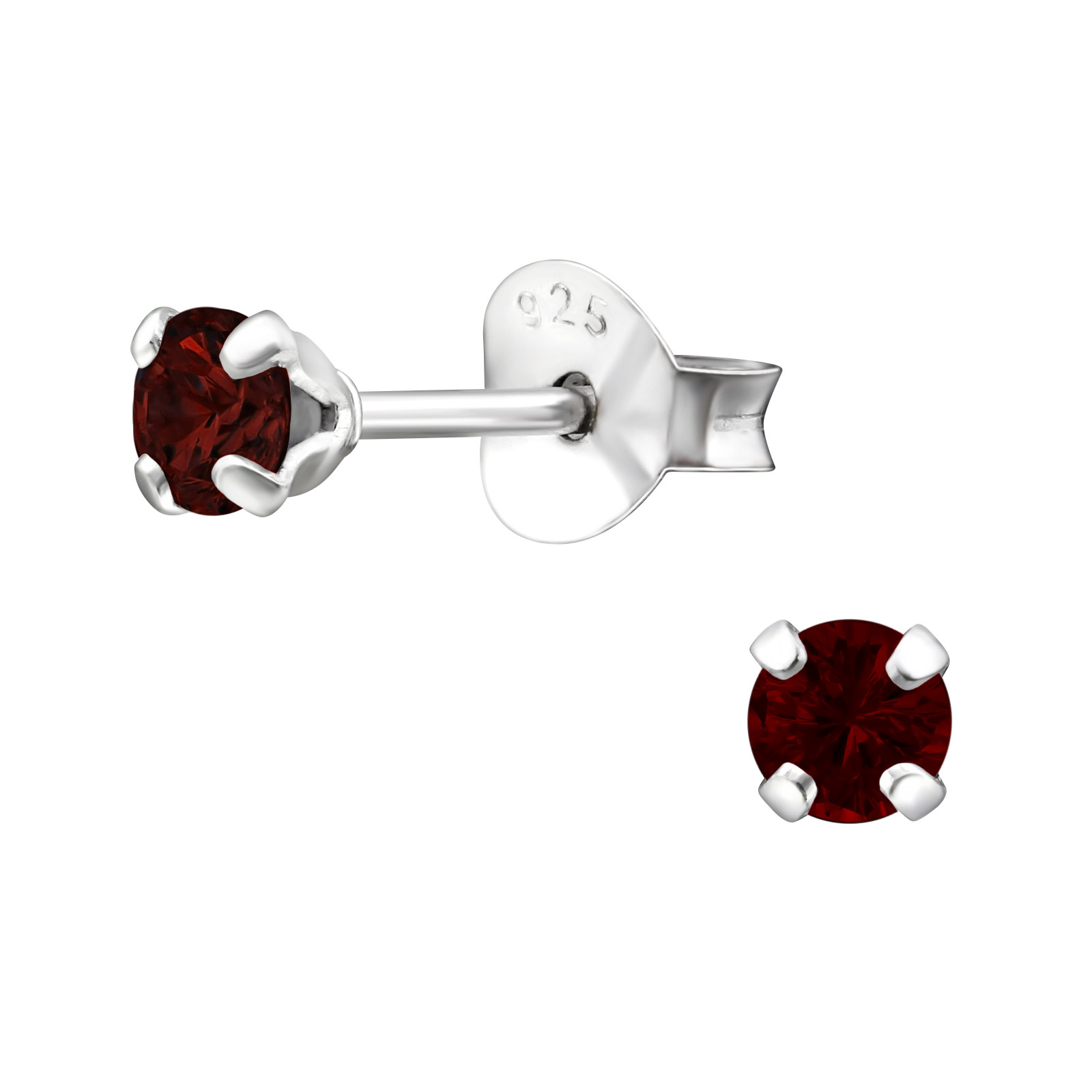 OLIVIE Stříbrné 3mm náušnice GARNET 8653 Ag 925; ≤0,40 g.