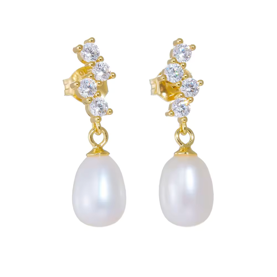 OLIVIE Stříbrné náušnice PERLA GOLD 8703 Ag 925; ≤2,4 g.