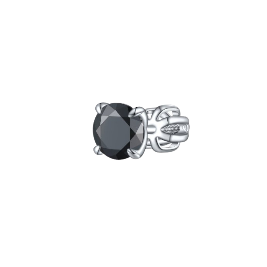 OLIVIE Stříbrná 6mm náušnice PIPPI BLACK 8760 1 ks Ag 925; ≤0,8 g.