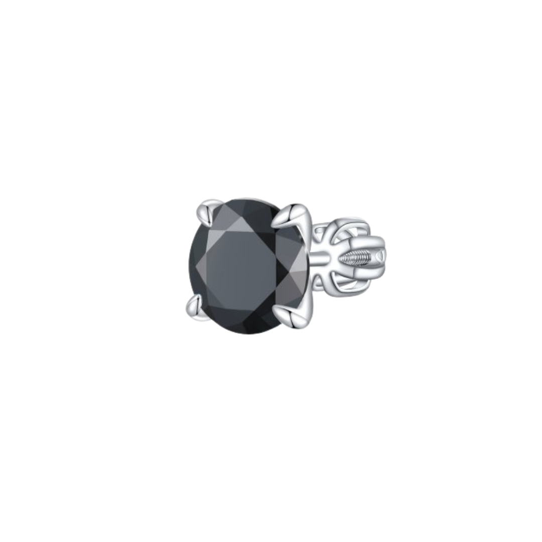 OLIVIE Stříbrná 8mm náušnice PIPPI BLACK 1 ks 8762 Ag 925; ≤1,45 g.