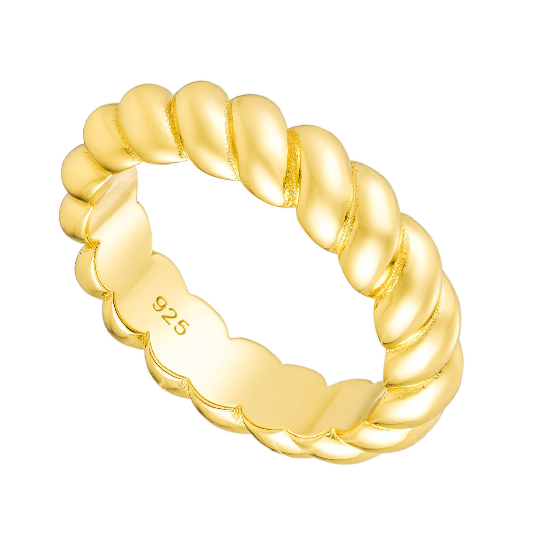 OLIVIE Stříbrný prsten CROISSANT GOLD 4,7mm 8799 Velikost prstenů: 4 (EU: 47-48) Ag 925; ≤4,0 g.
