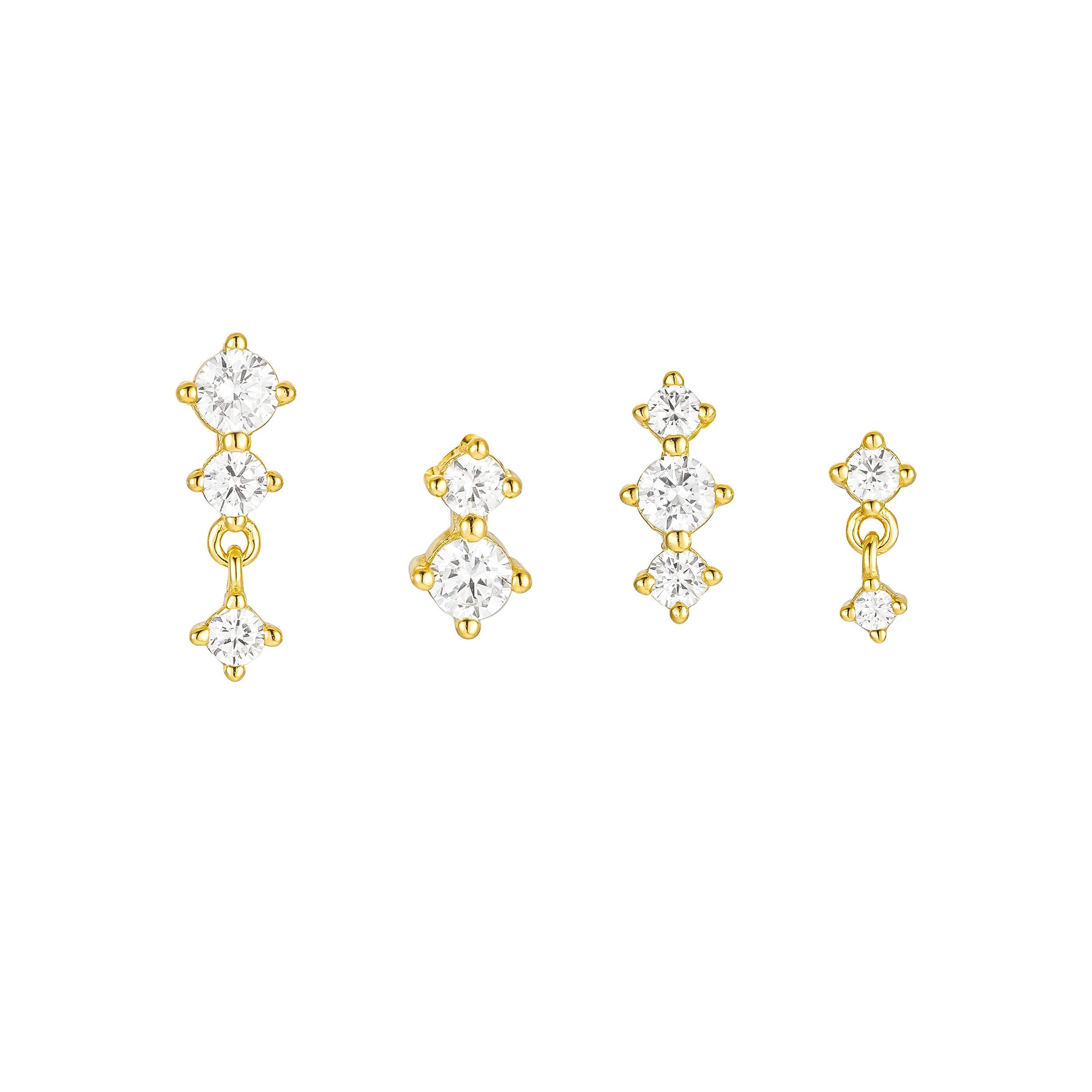 Olivie Stříbrné náušnice 4 ks GOLD 8836