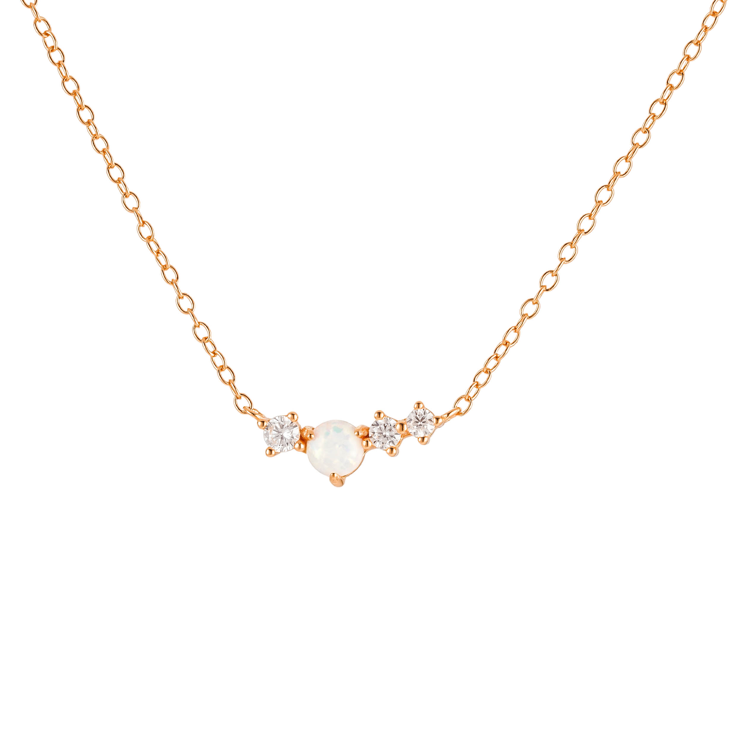OLIVIE Stříbrný náhrdelník s opálem ROSE 8868 Ag 925; ≤1,8 g.