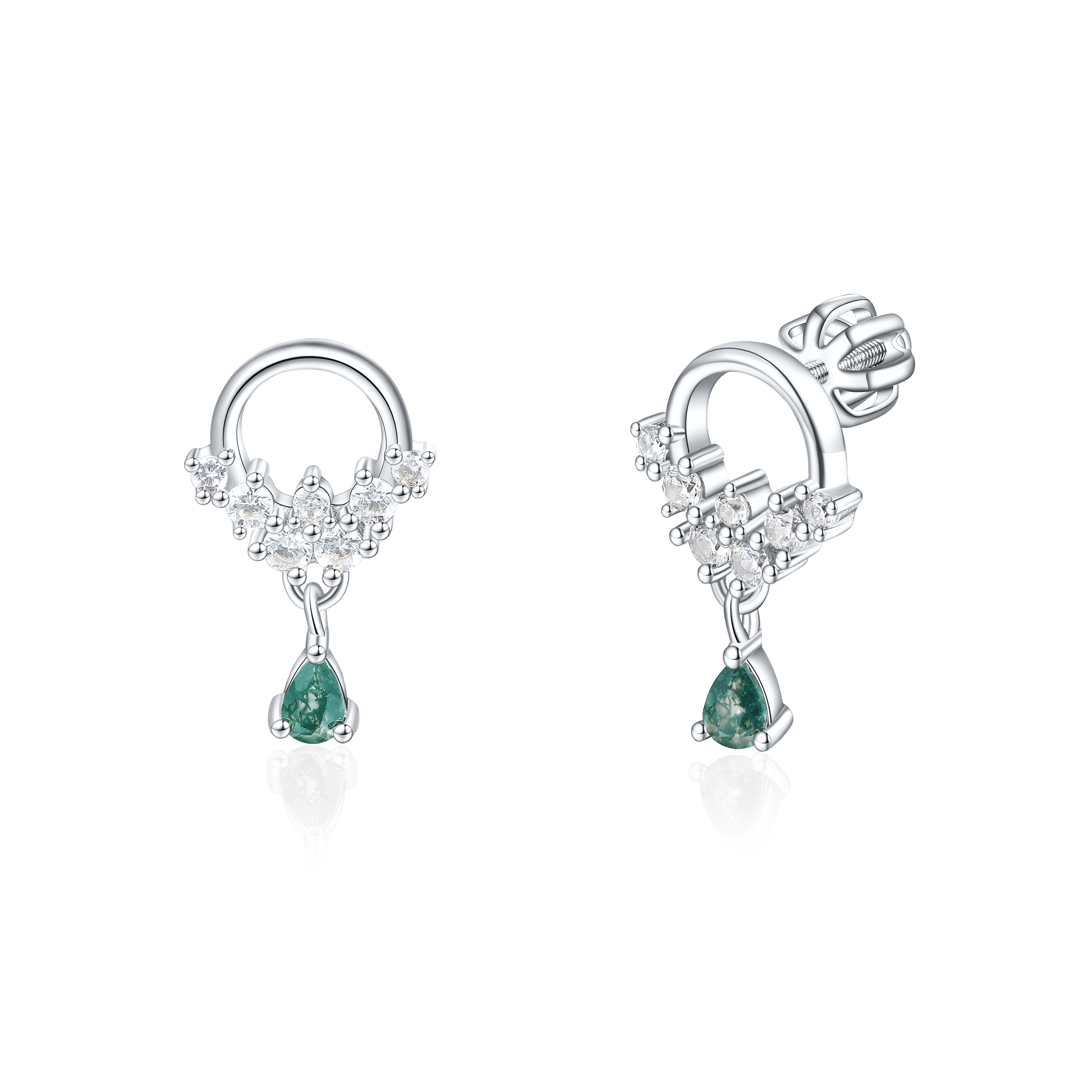 Olivie Stříbrné náušnice MECHOVÝ ACHÁT 8914