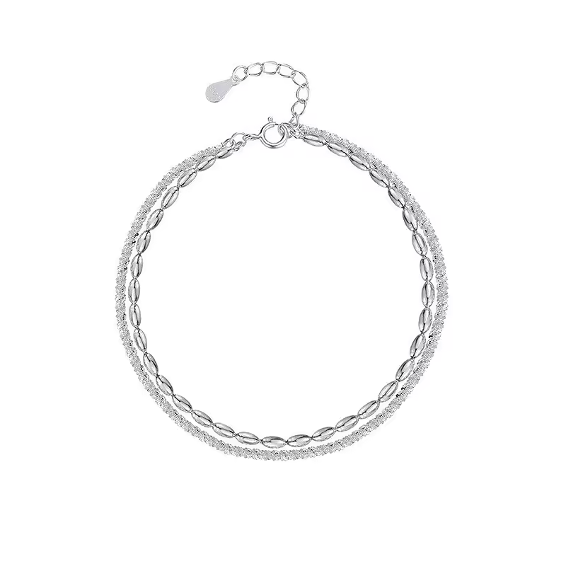 OLIVIE Stříbrný náramek 2 řetízky 15-18 cm 9062 Ag 925; ≤2,5 g.