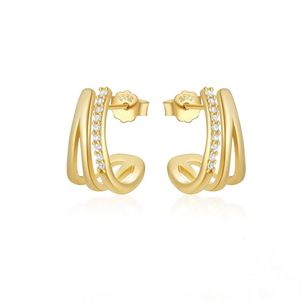 OLIVIE Stříbrné náušnice PŮLKRUHY GOLD 9072 Ag 925; ≤1,8 g.