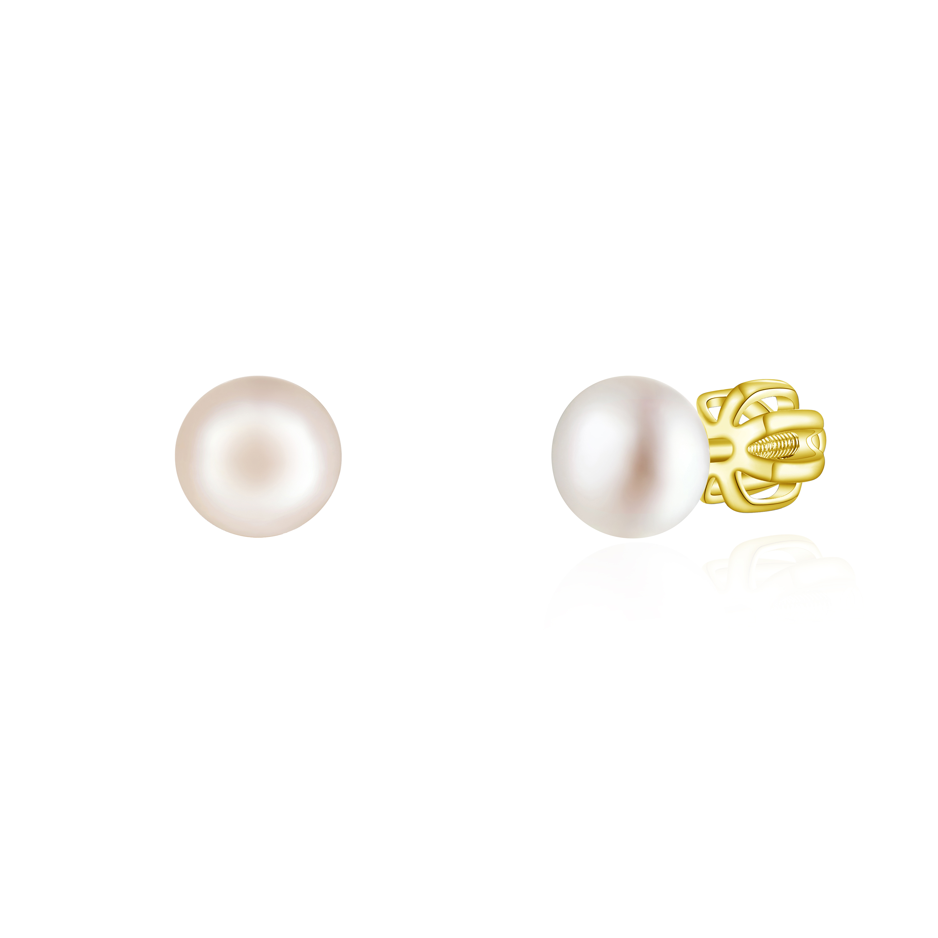 OLIVIE Stříbrné 5mm náušnice PERLY AAA GOLD 9115 Ag 925; ≤1,1 g.