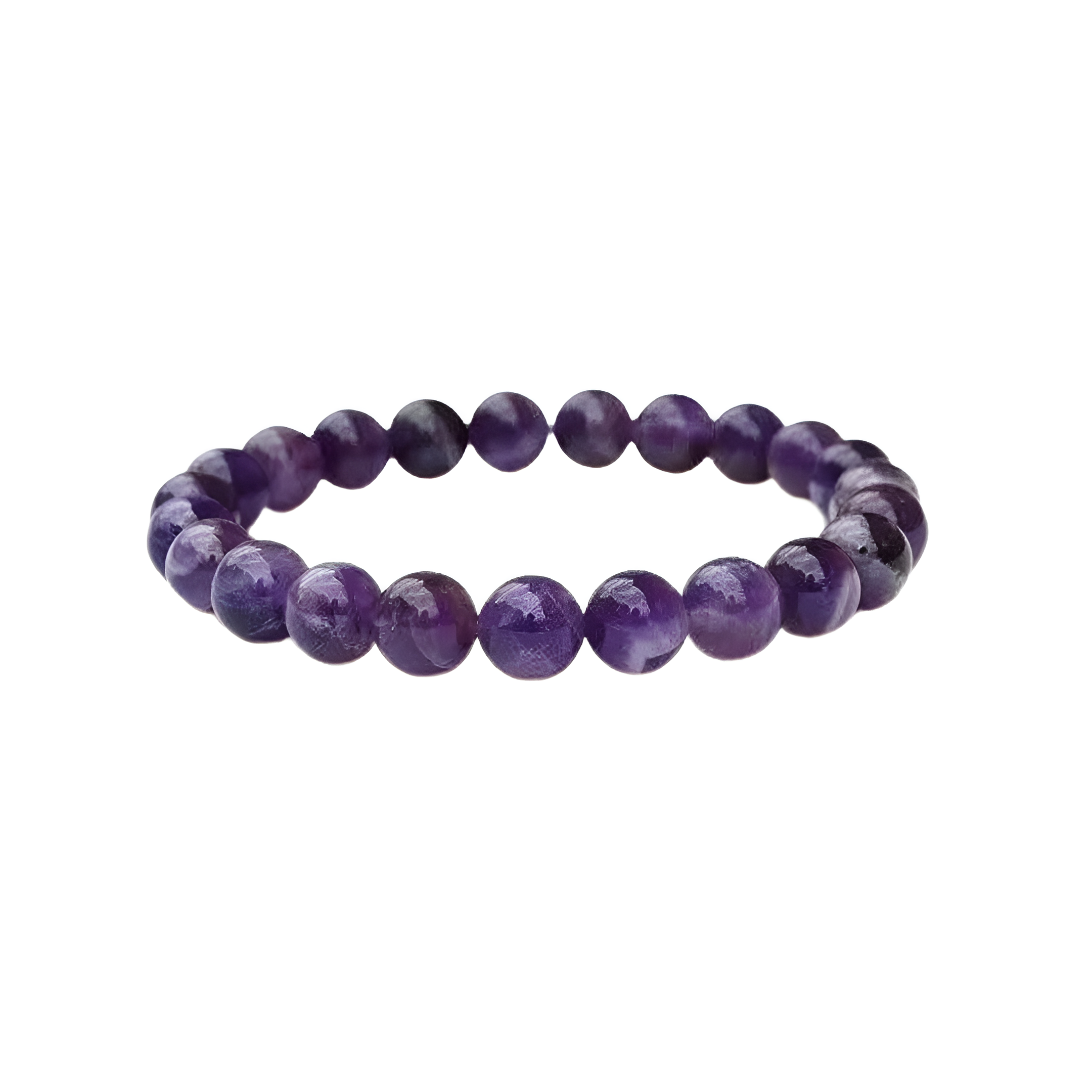 OLIVIE Náramek 8mm/16cm VYSNĚNÝ AMETYST 9160 ≤17 g.