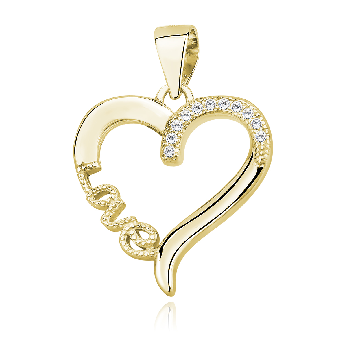 OLIVIE Stříbrný přívěsek SRDCE LOVE GOLD 9188 Ag 925; ≤1,5 g.