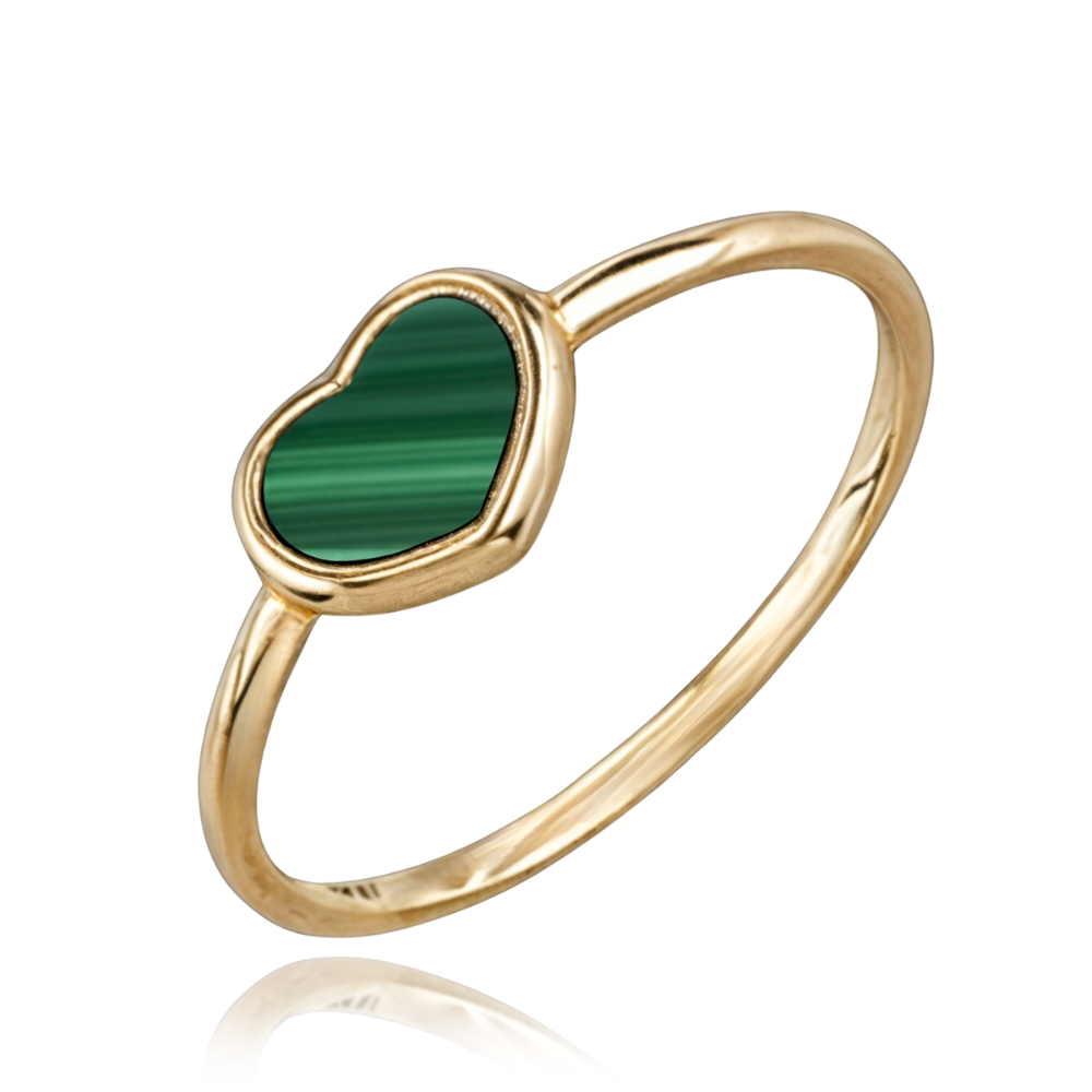 MINET Zlatý prsten srdíčko se zeleným malachitem Au 585/1000 Velikost prstenu:: 51, Hmotnost (g): 1,35