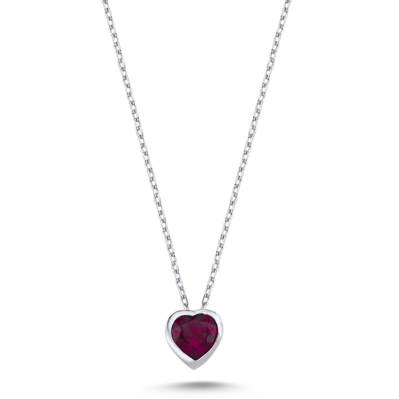 Olivie Stříbrný náhrdelník SRDCE RUBY 9304 Ag 925; ≤1,7 g.