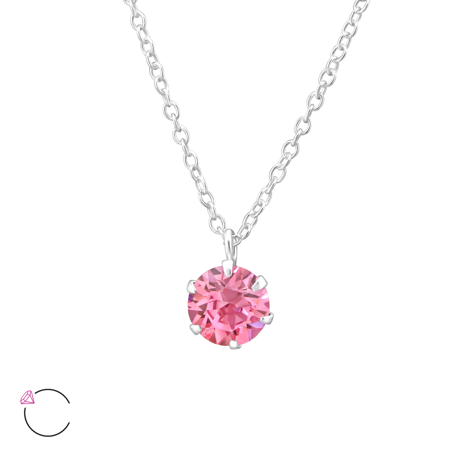 OLIVIE Stříbrný náhrdelník s krystaly Swarovski ROSE 0976