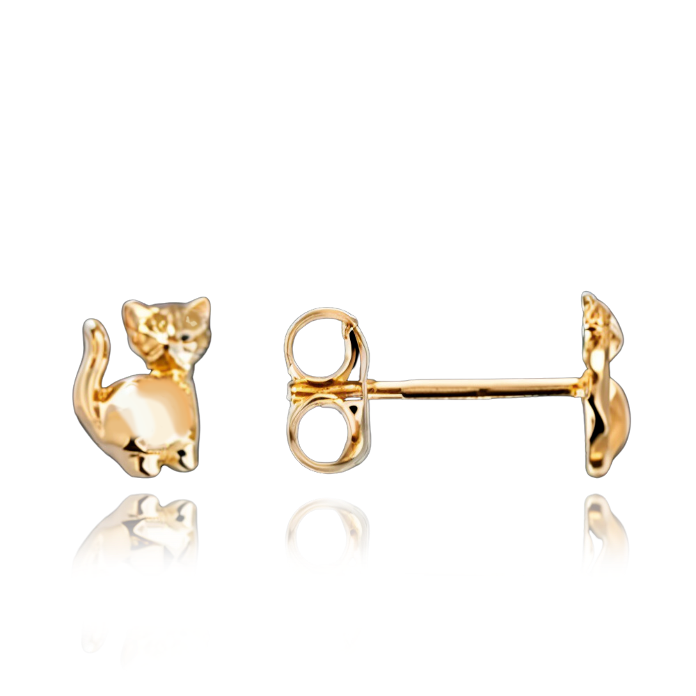 MINET Elegantní zlaté náušnice kočky Au 585/1000