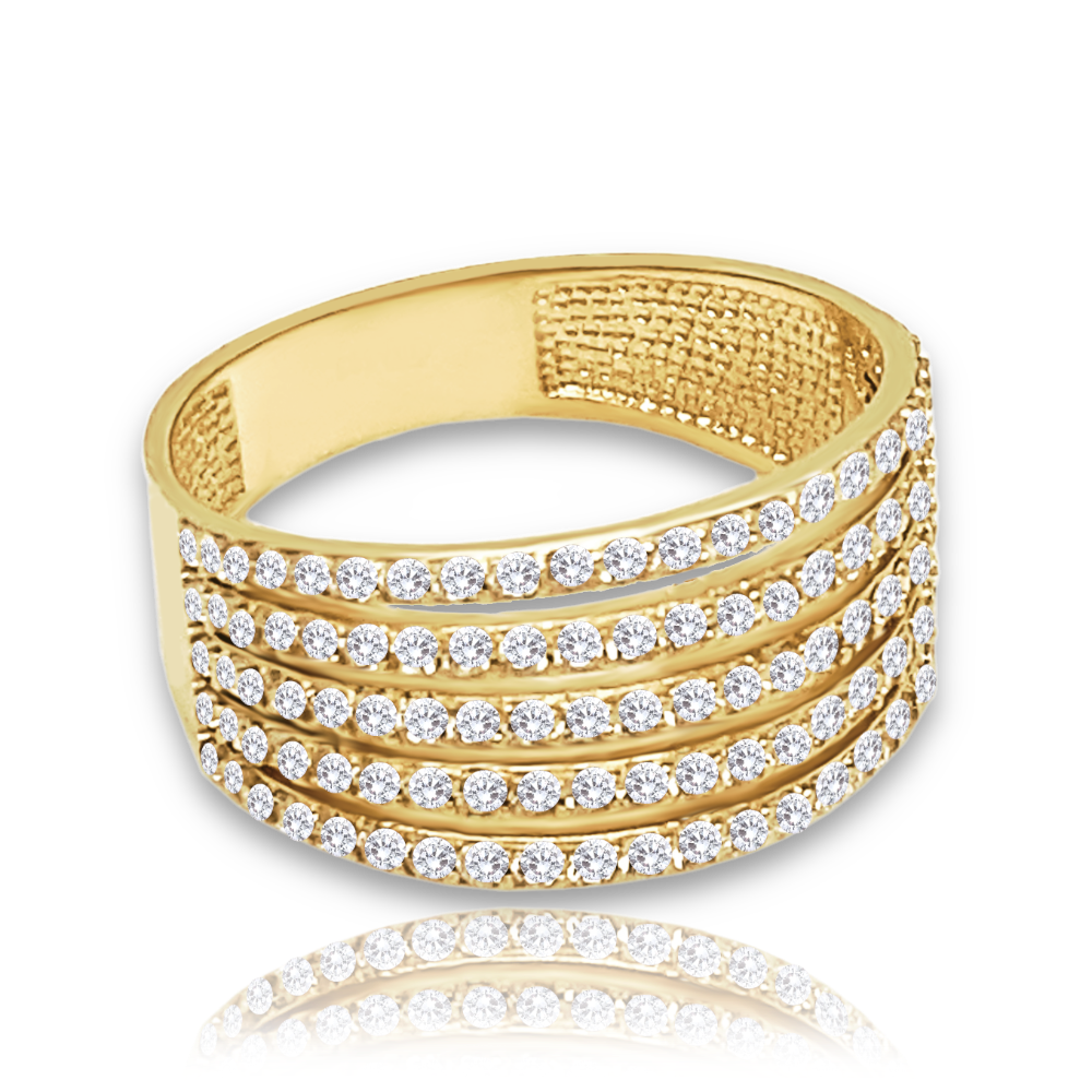 MINET Luxusní zlatý prsten s bílými zirkony Au 585/1000 Velikost prstenu:: 55, Hmotnost (g): 3,65