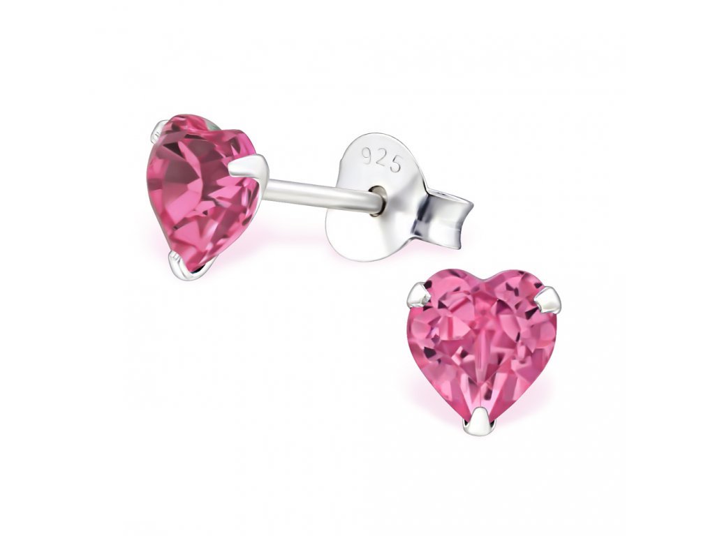 OLIVIE Stříbrné náušnice SRDCE ROSE 1043 Ag 925; ≤0,40 g.