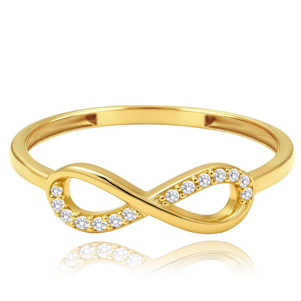 MINET Elegantní zlatý prsten nekonečno s bílými zirkony Au 585/1000 Velikost prstenu:: 59, Hmotnost (g): 0,85
