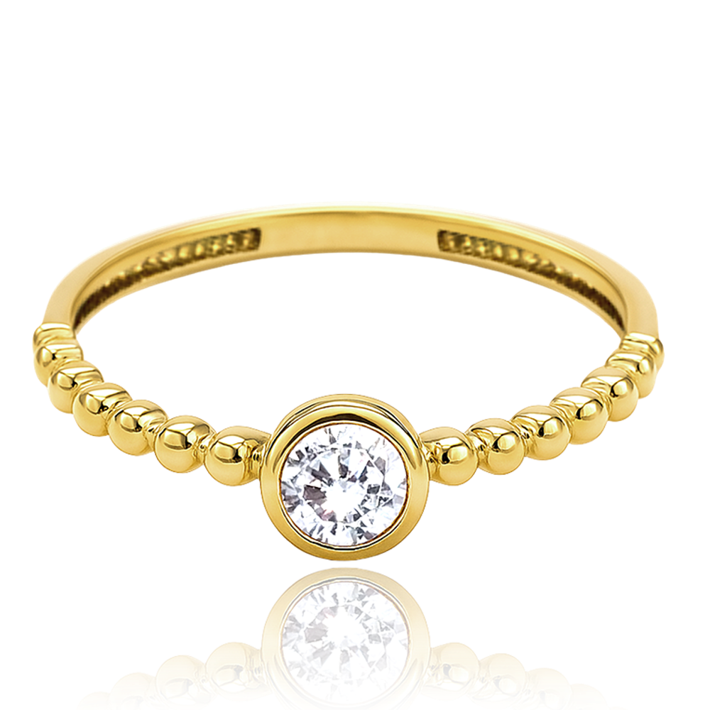 MINET Luxusní zlatý prsten s bílým zirkonem Au 585/1000 Velikost prstenu:: 63, Hmotnost (g): 1,25