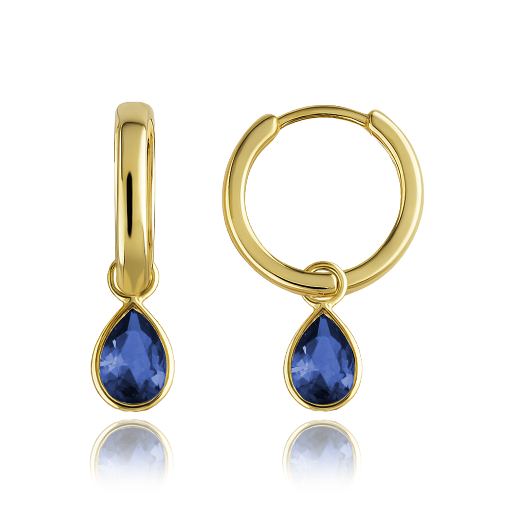 MINET Elegantní zlaté náušnice s tmavě modrými zirkony Au 585/1000