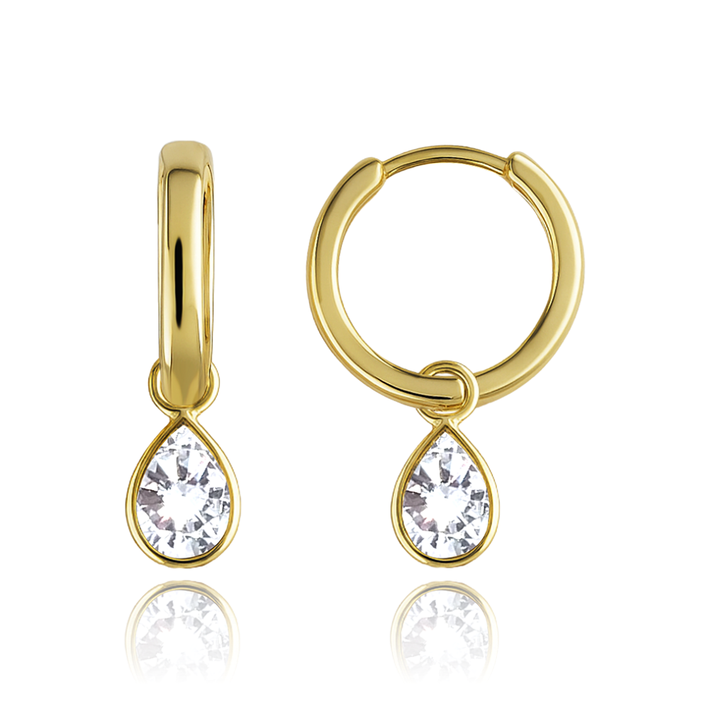 MINET Elegantní zlaté náušnice s bílými zirkony Au 585/1000