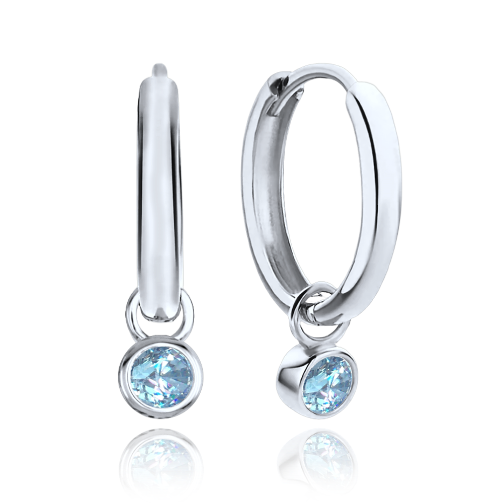 MINET Elegantní zlaté náušnice se světle modrými zirkony Au 585/1000