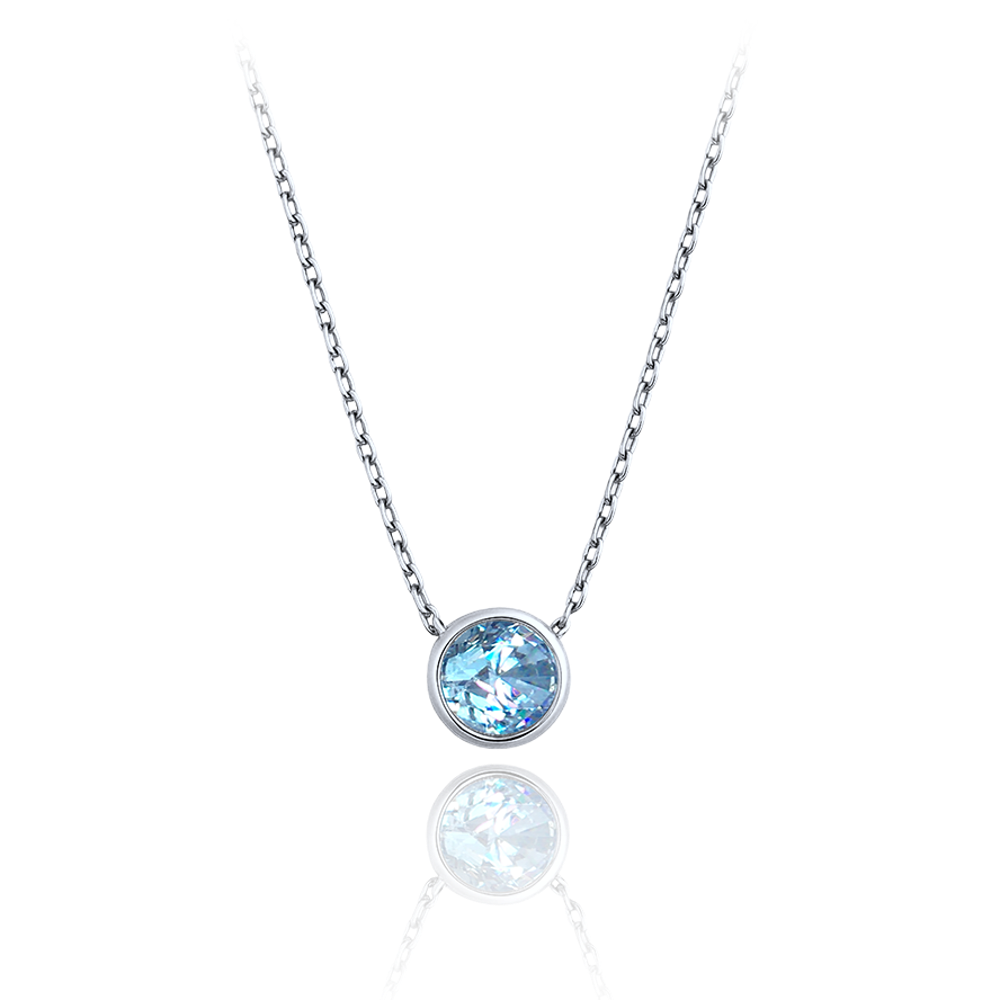 MINET Elegantní zlatý náhrdelník se světle modrým zirkonem Au 585/1000