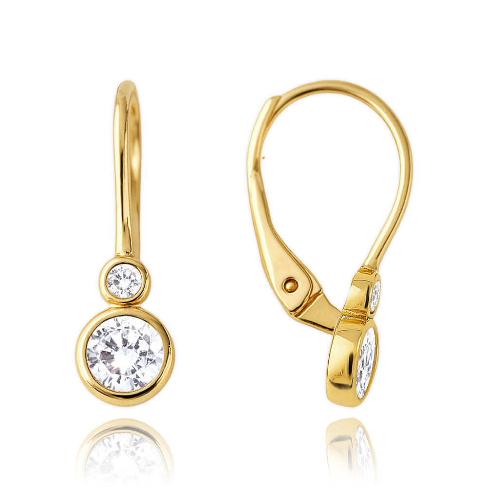 MINET Dětské zlaté náušnice s bílými zirkony Au 585/1000