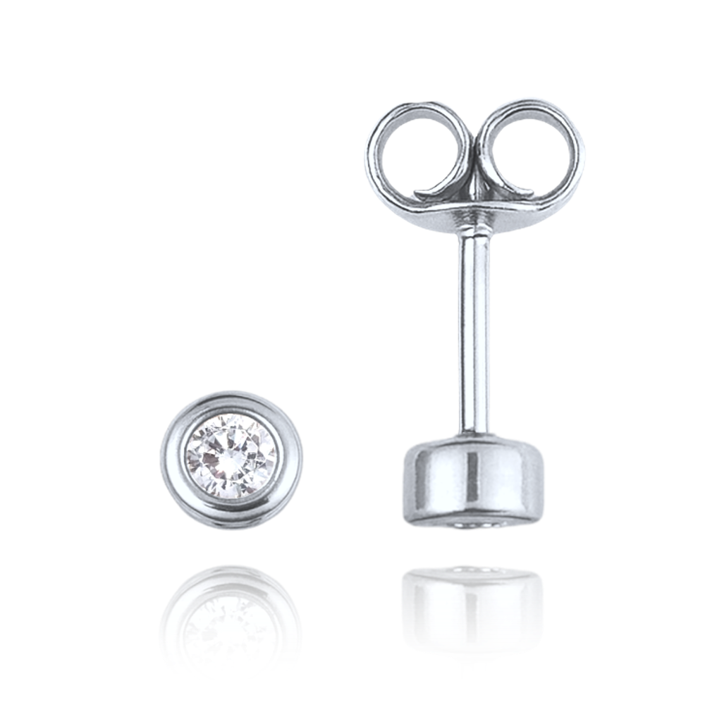 MINET Elegantní zlaté náušnice z bílého zlata s bílými zirkony Au 585/1000