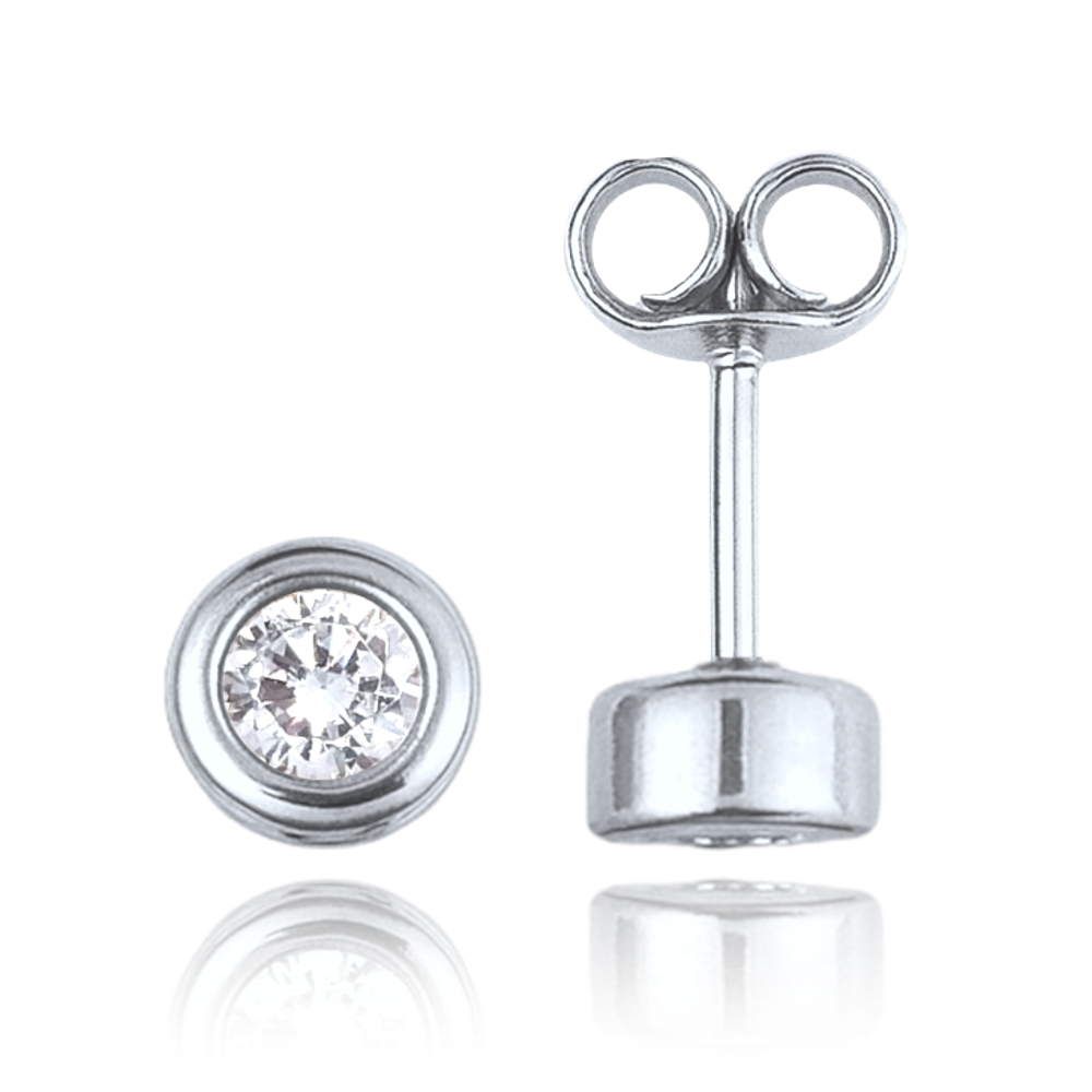 MINET Elegantní zlaté náušnice z bílého zlata s bílými zirkony Au 585/1000