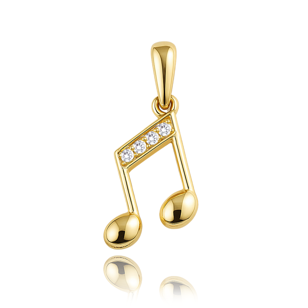 MINET Zlatý přívěs nota s bílými zirkony Au 585/1000