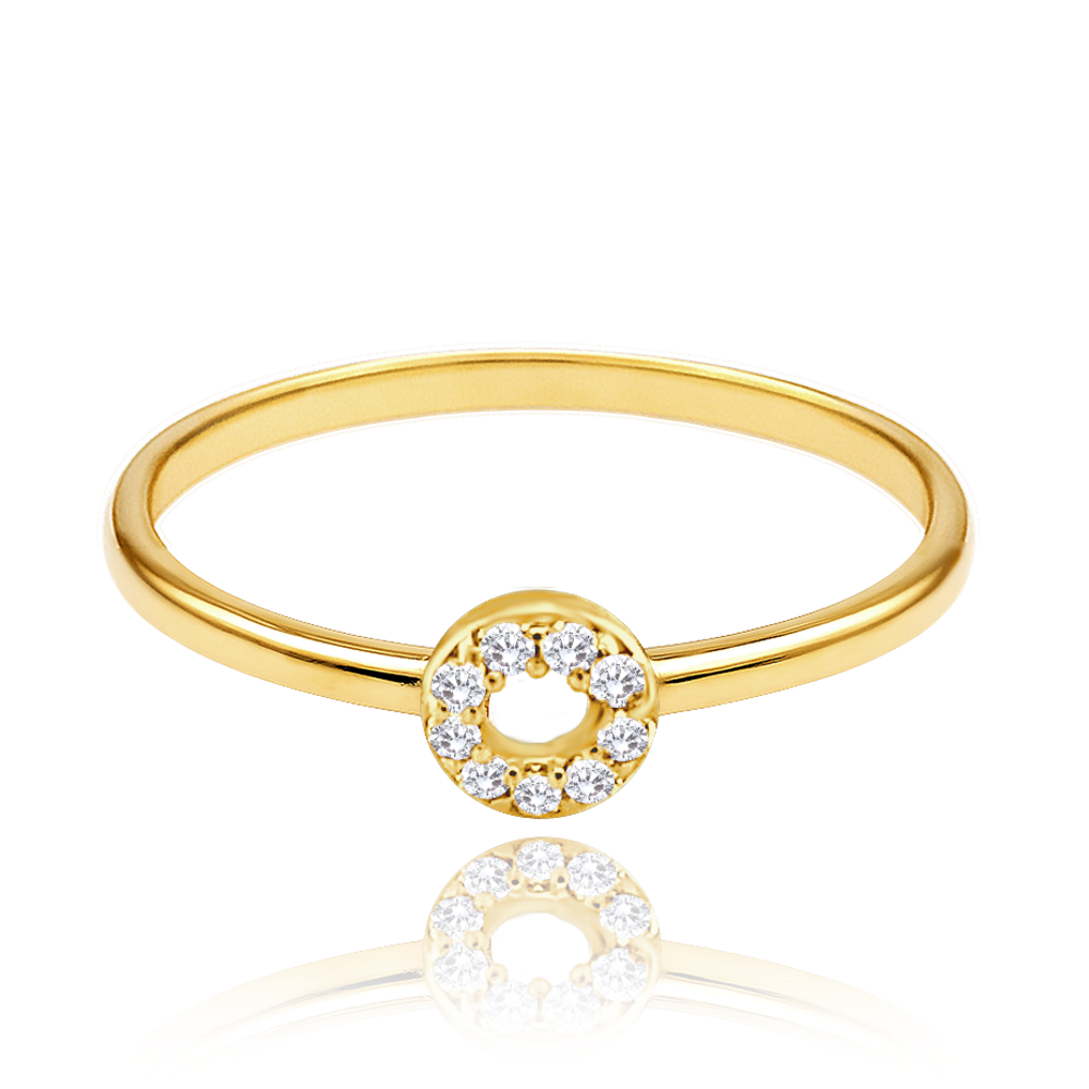 MINET Elegantní zlatý prsten s bílými zirkony Au 585/1000 Velikost prstenu:: 60, Hmotnost (g): 0,85