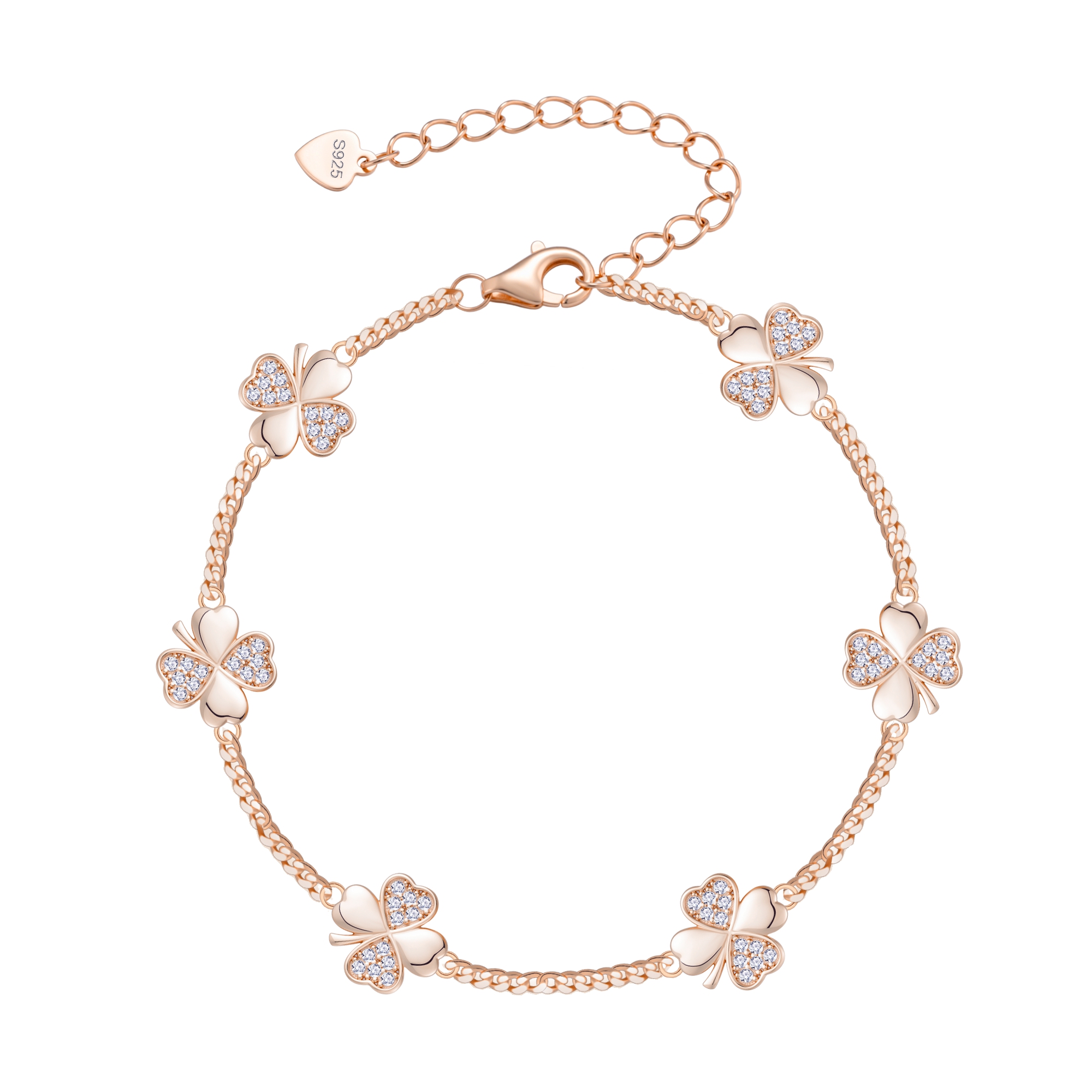 Olivie Stříbrný náramek ČTYŘLÍSTEK ROSE 9718 ≤3,7 g.