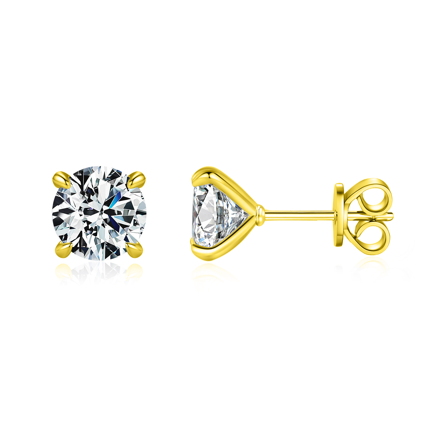 Olivie Stříbrné náušnice MOISSANITE GOLD 9732 Ag 925; ≤1,3 g.