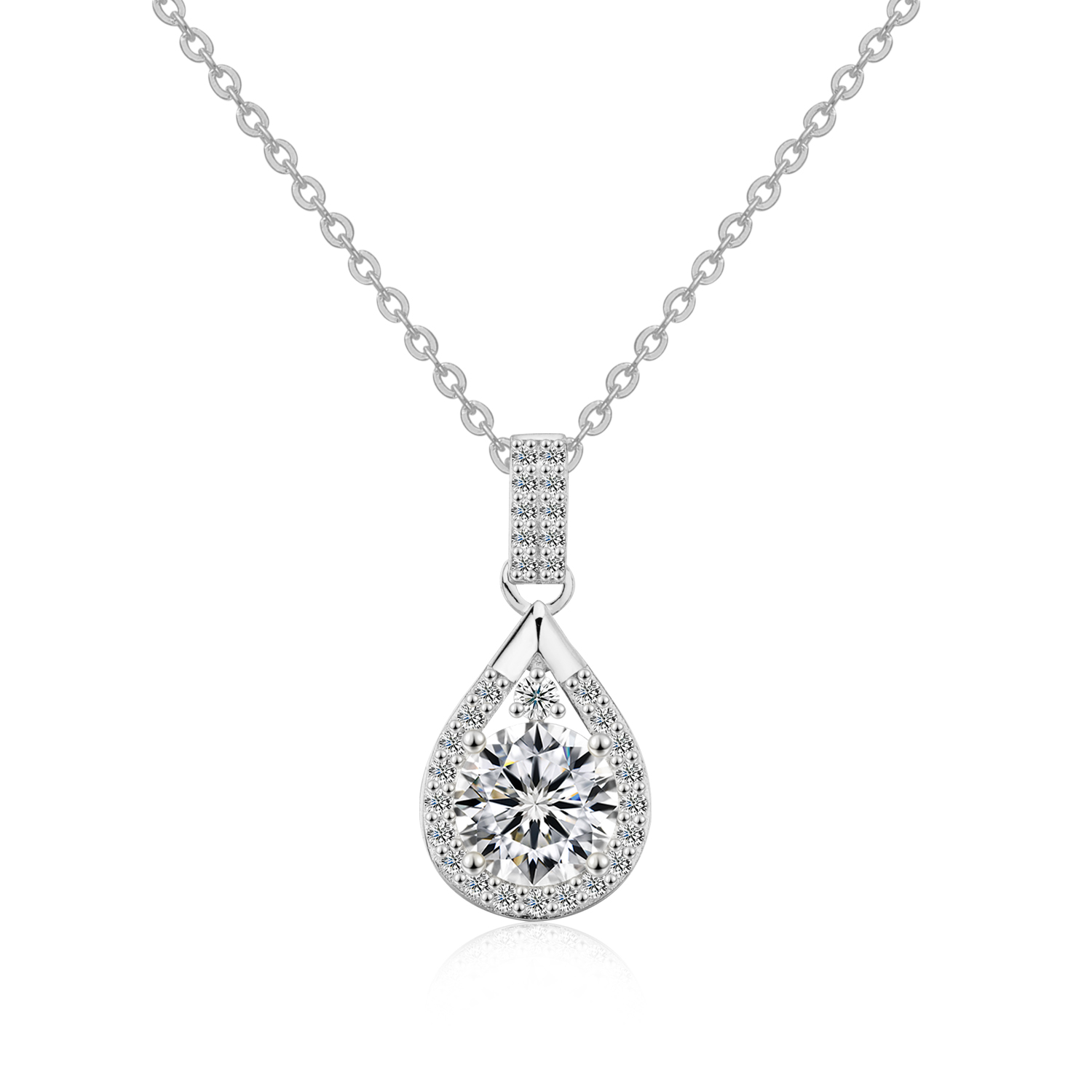 Olivie Stříbrný náhrdelník 1ct 6,5mm MOISSANITE 9735 Ag 925; ≤2,6 g.