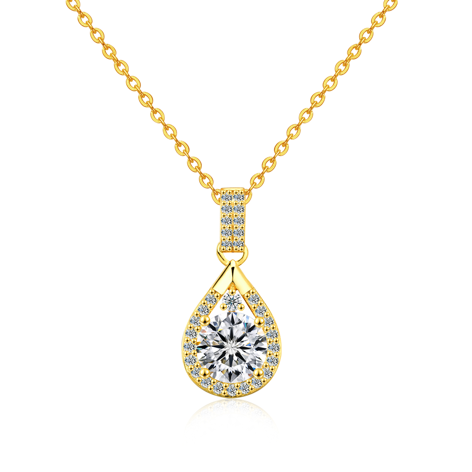 Olivie Stříbrný náhrdelník 1ct 6,5mm MOISSANITE GOLD 9736 Ag 925; ≤2,6 g.