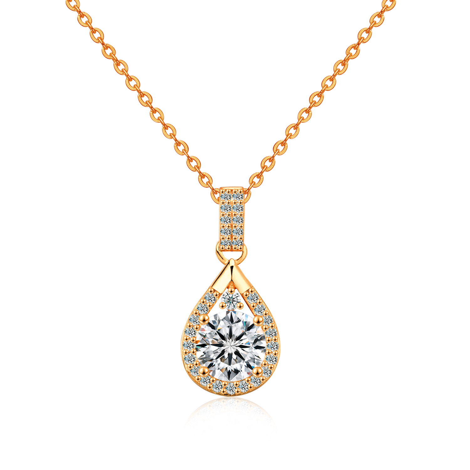 Olivie Stříbrný náhrdelník 1ct 6,5mm MOISSANITE ROSE 9737 Ag 925; ≤2,6 g.