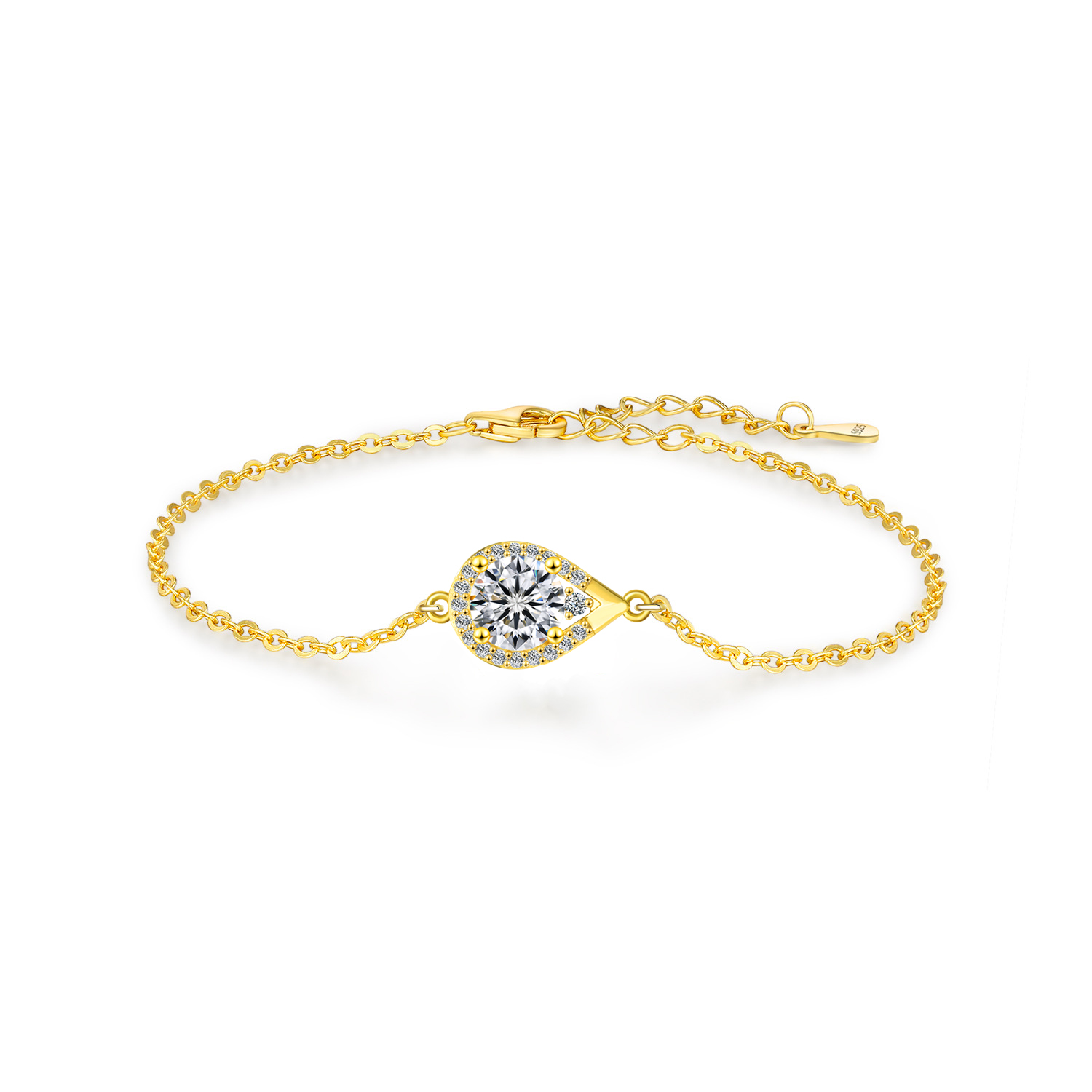 Olivie Stříbrný náramek 1ct 6,5mm MOISSANITE GOLD 9739 Ag 925; ≤1,8 g.