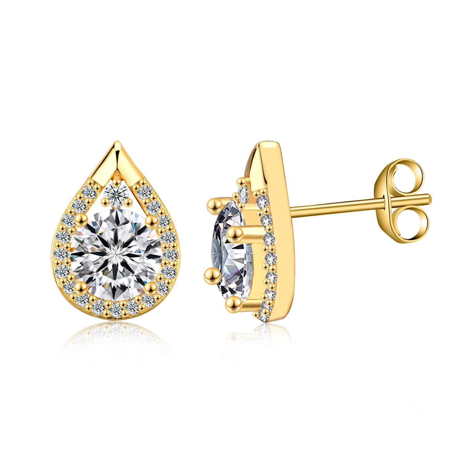 Olivie Stříbrné náušnice KAPKA MOISSANITE GOLD 9742 Ag 925; ≤2,1 g.